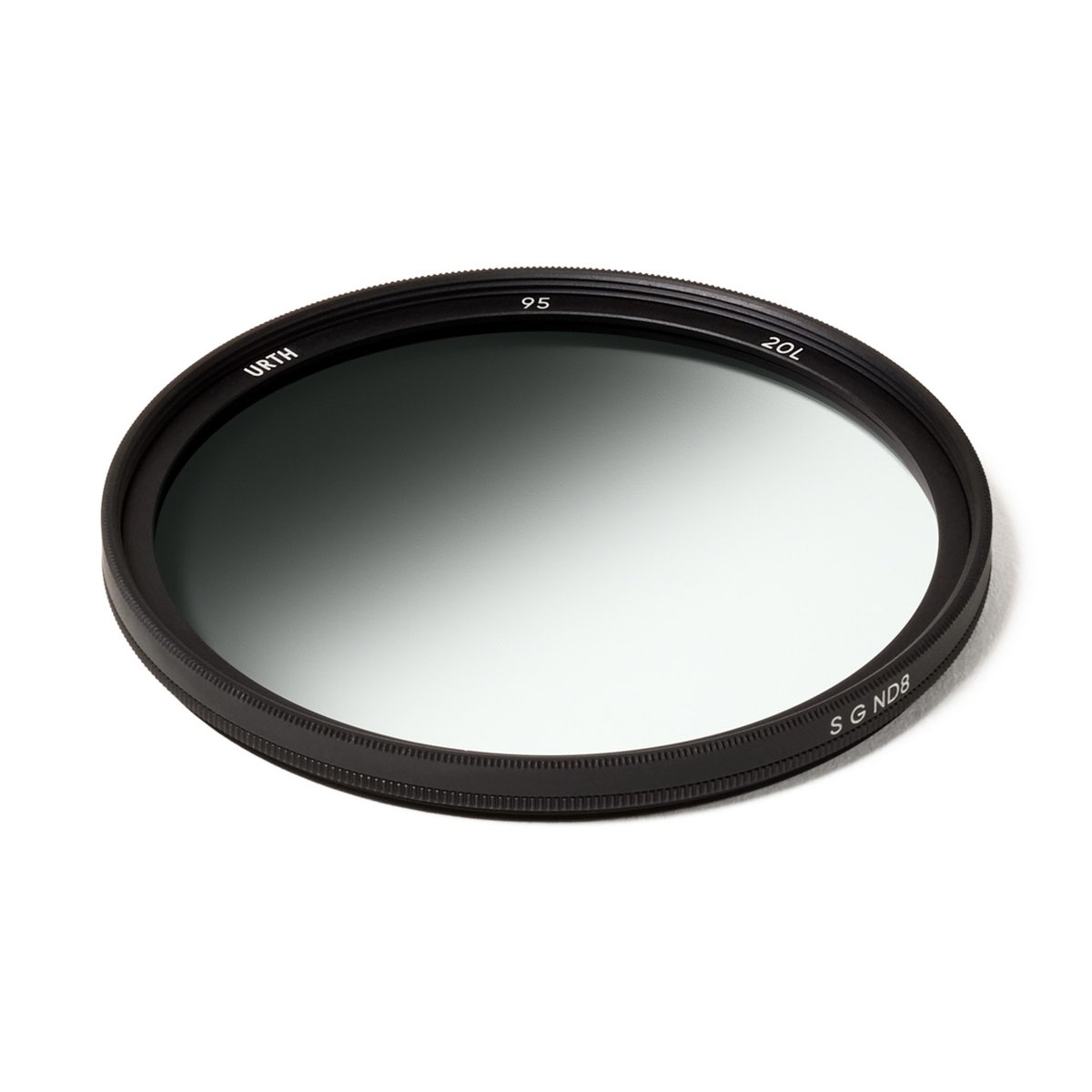 Urth 95mm Soft Graduated ND8 Objektivfilter (Plus+) - Einzelner Urth 95mm SGND8 Grauverlaufsfilter von oben, mit Verlauf von dunkel nach hell