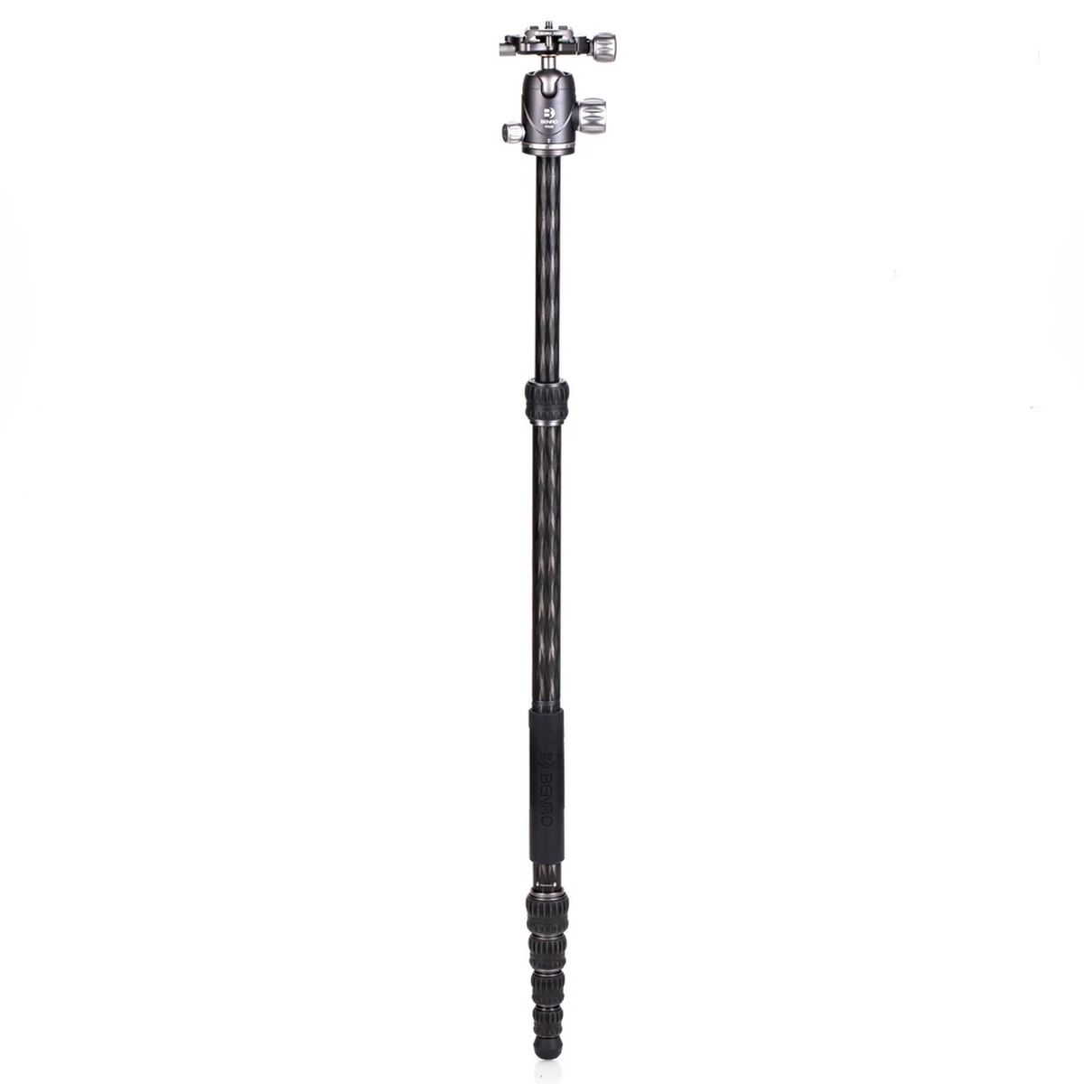 Benro Rhino Series Carbon Fibre FRHN05C + VX20 Stativkit umgebaut zum Einbeinstativ mit montiertem Kugelkopf Vorderansicht