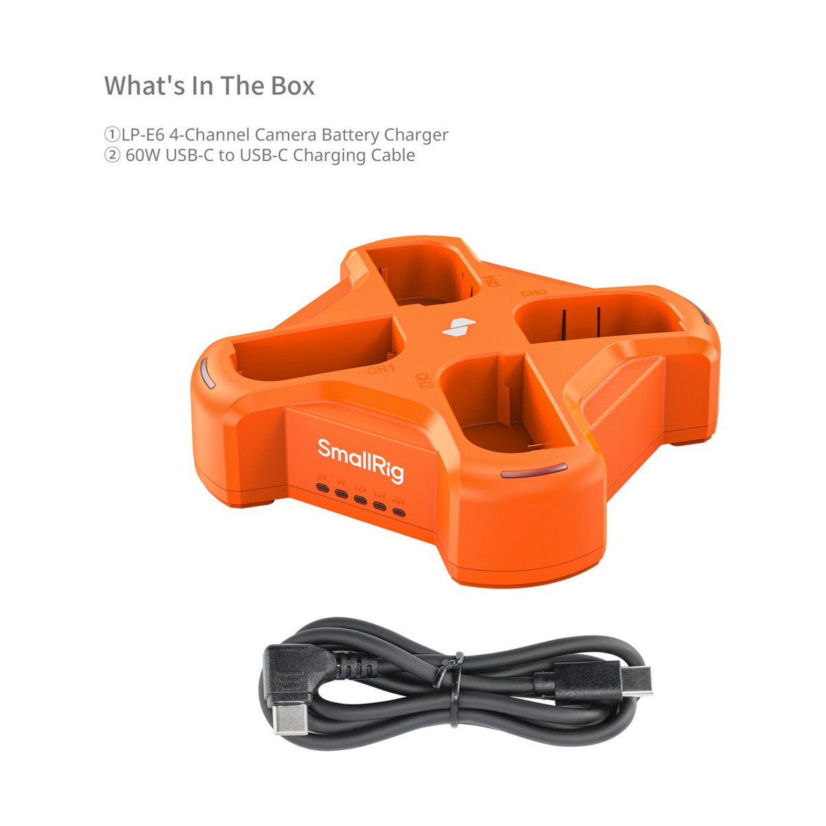 SmallRig 4838 LP-E6NH 4-Channel Camera Battery Charger - LIEFERUMFANG