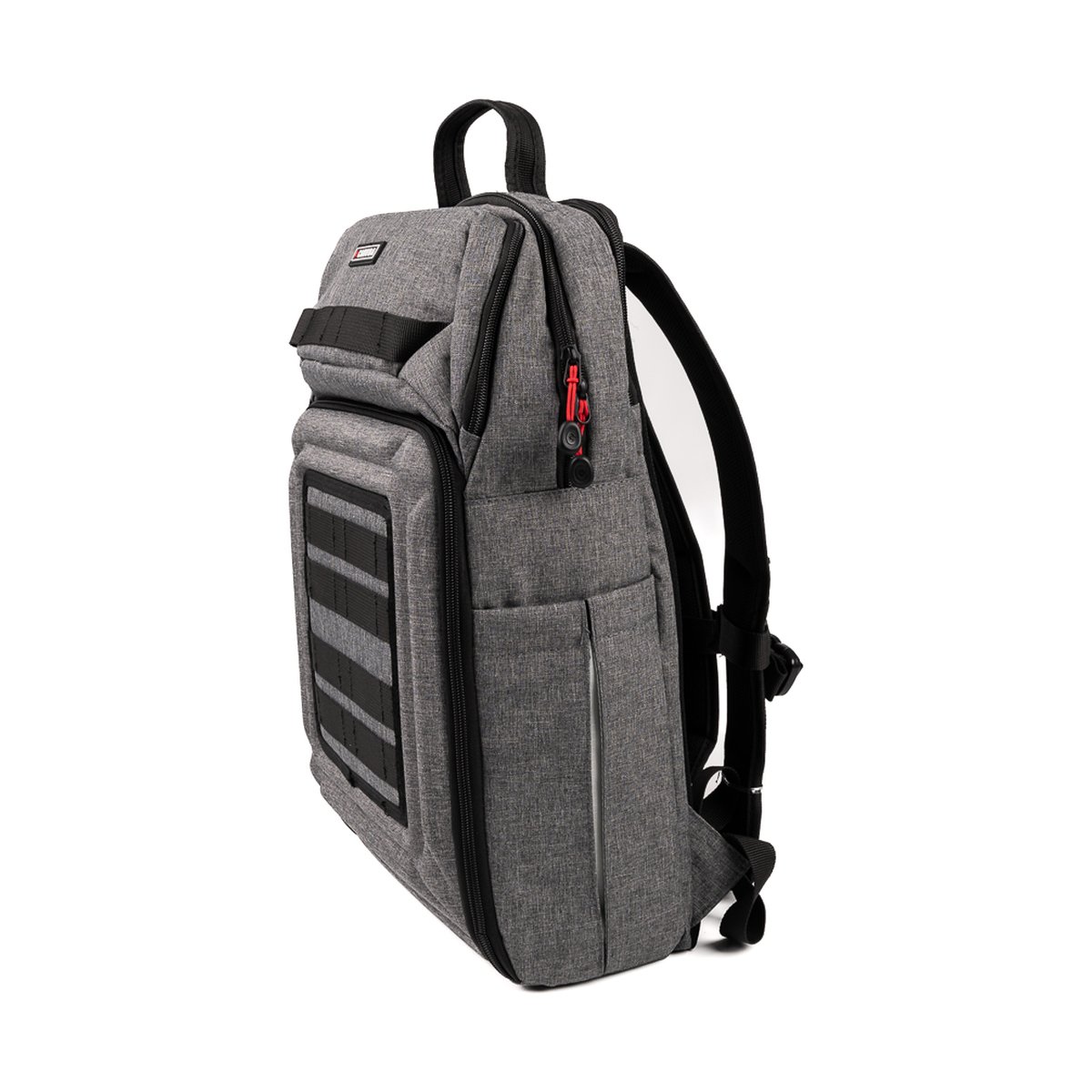 Caruba Skyline 100 Drohnenpack Grau - Grauer Rucksack, schräge Vorderansicht von links