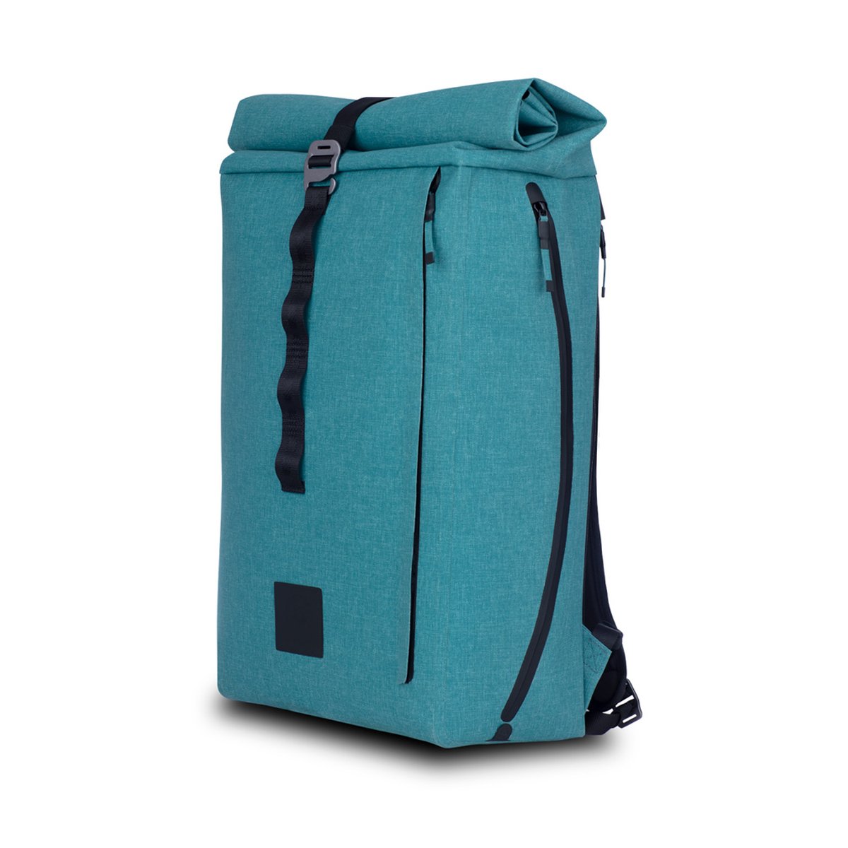 F-Stop DYOTA 20 North Sea (türkis) - Front- und Seitenansicht eines türkisfarbenen Rolltop-Rucksacks