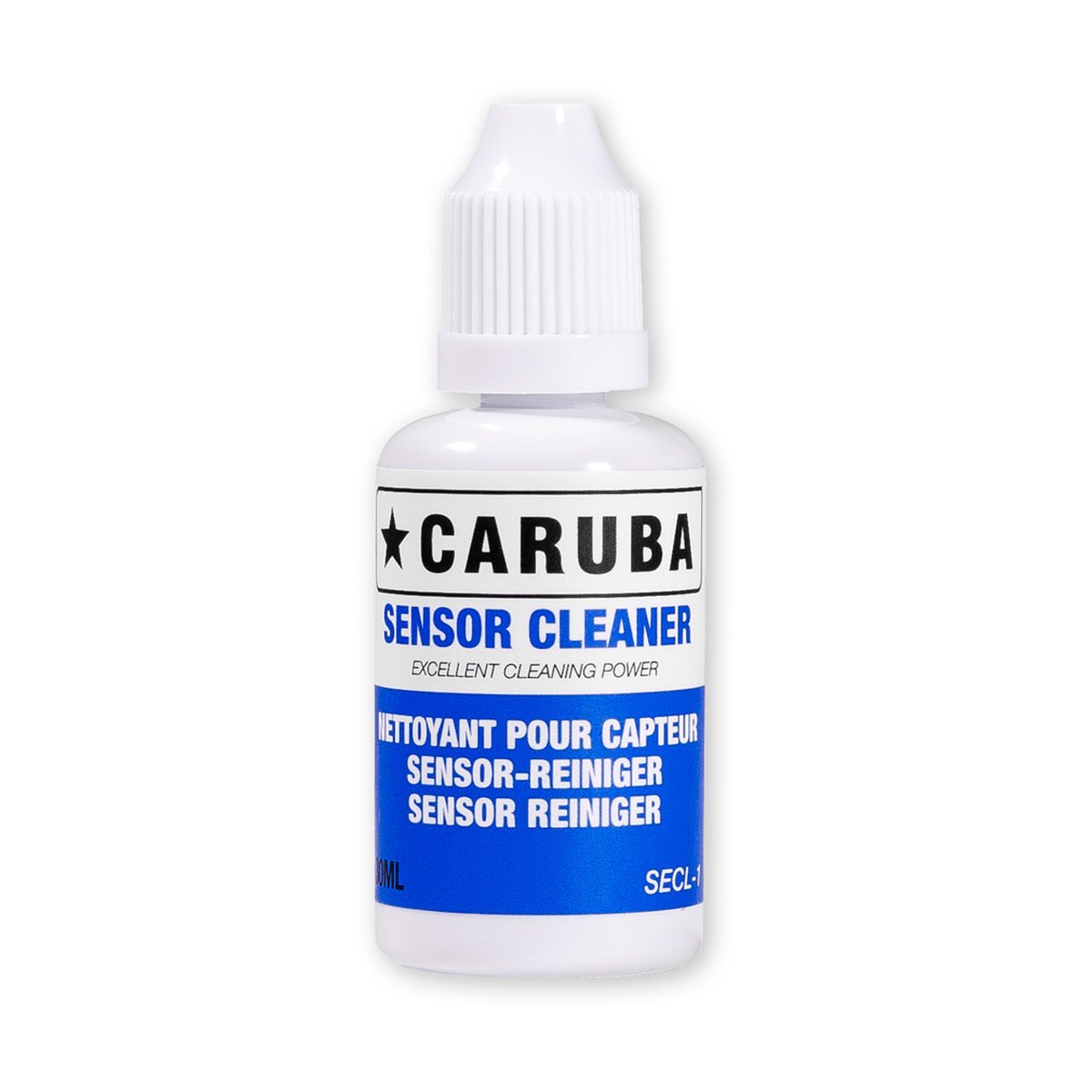 Caruba CCD Reinigungsflüssigkeit 30ml - Frontansicht der Caruba Sensor Cleaner Flasche