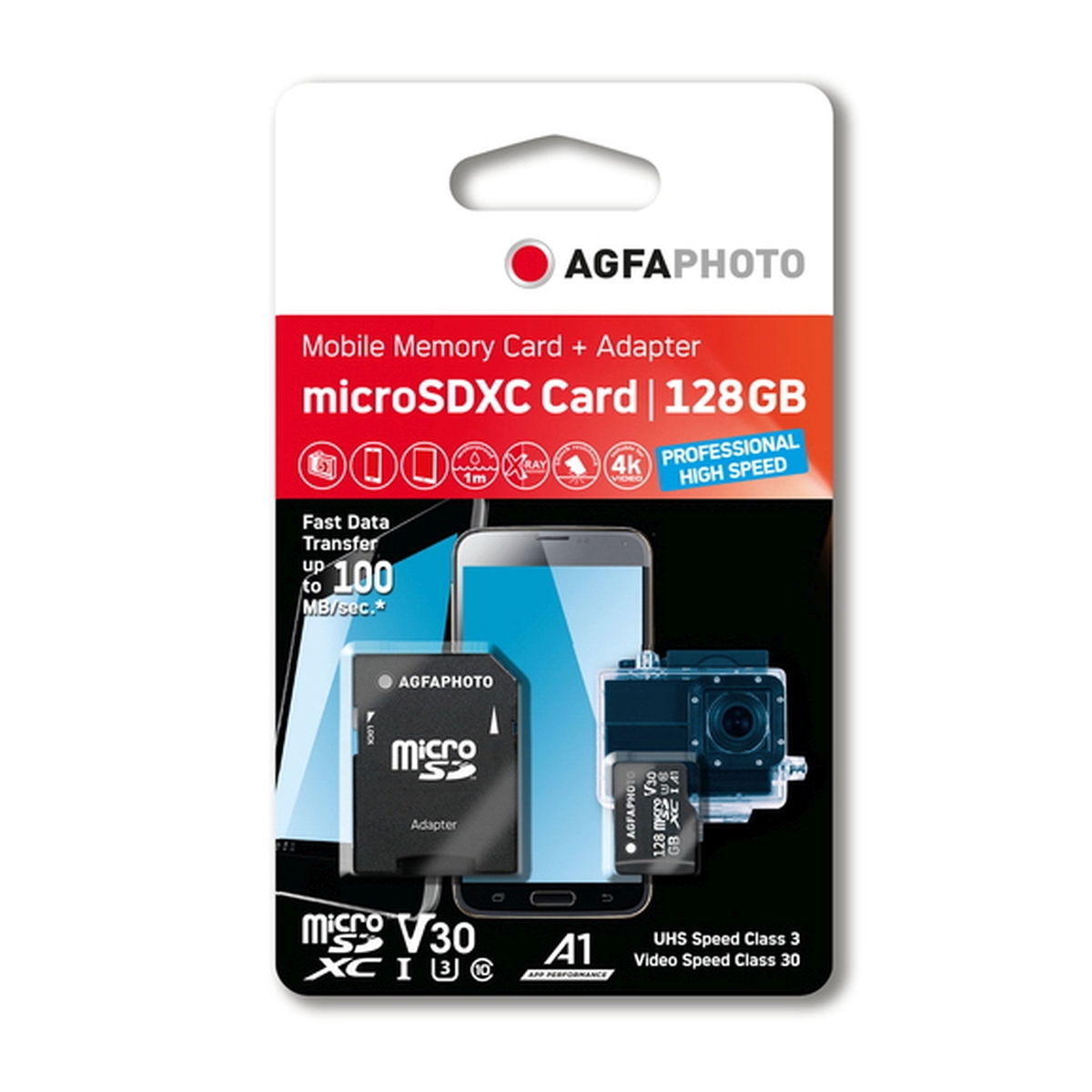 AgfaPhoto 128 GB Micro SDHC-Karte 100/70 MB/s
