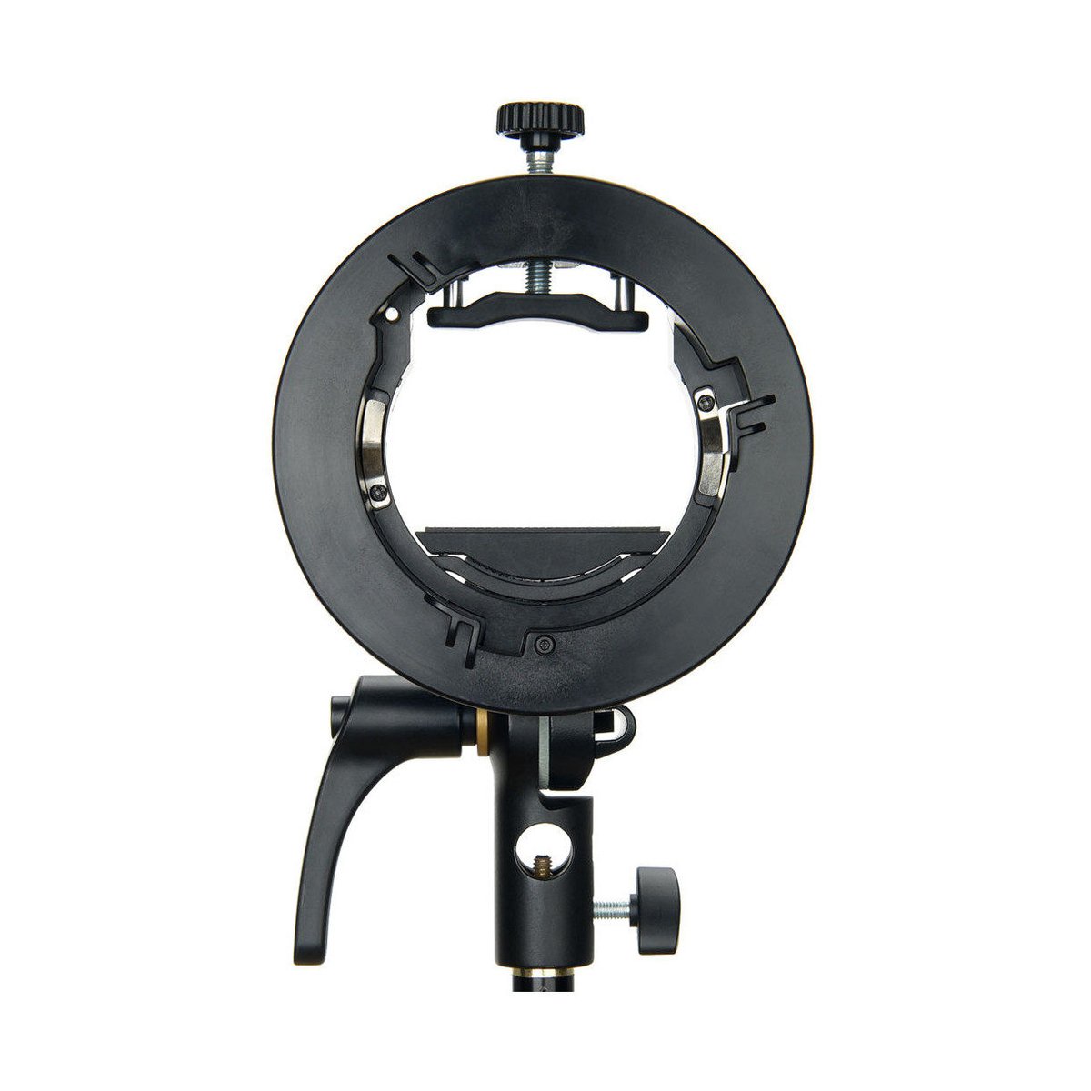 Godox S2-type Bracket Bowens - Studioblitz-Halterung mit Bowens-Mount und Stativadapter, Frontansicht