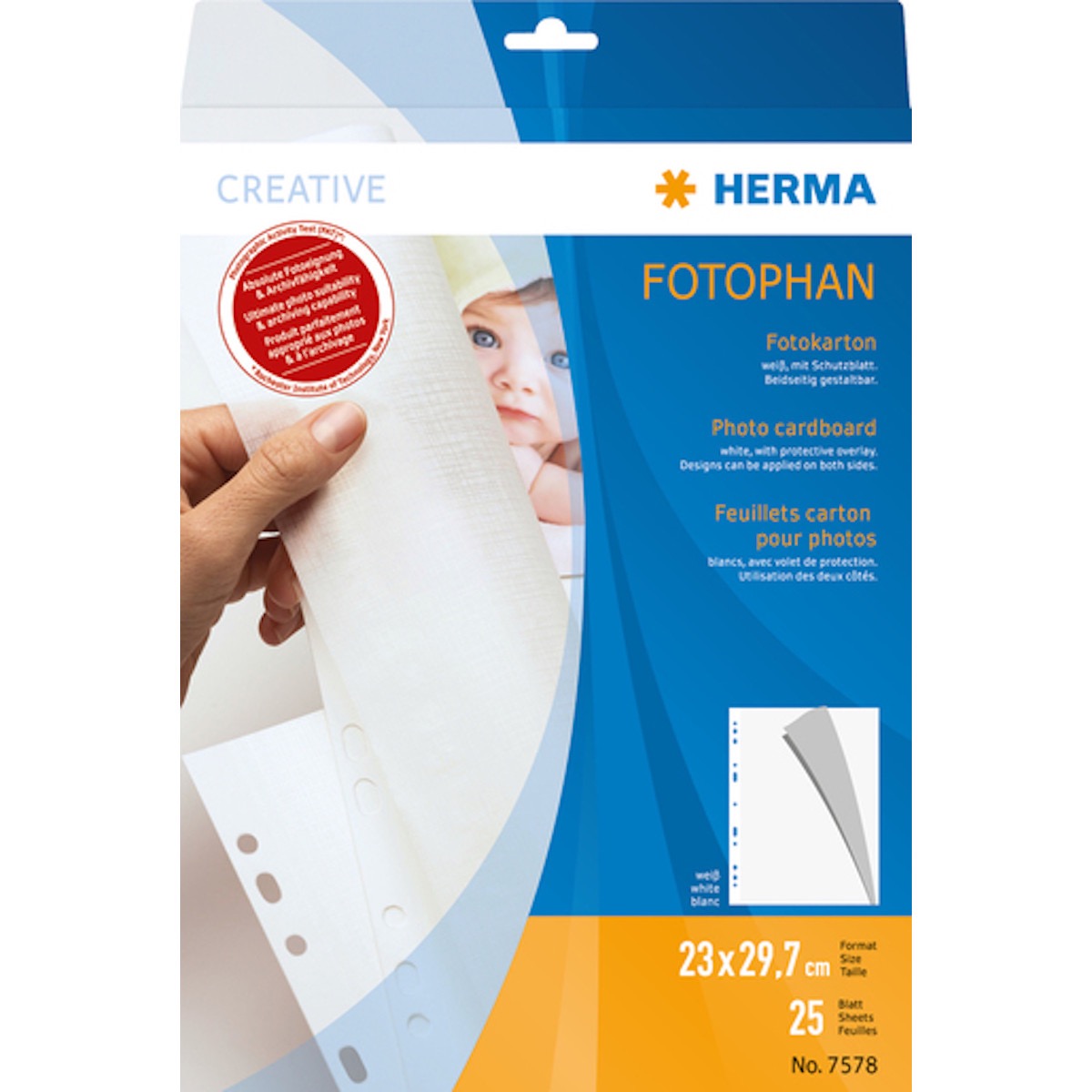 Herma Fotokarton 25 Blatt weiß mit Pergamin