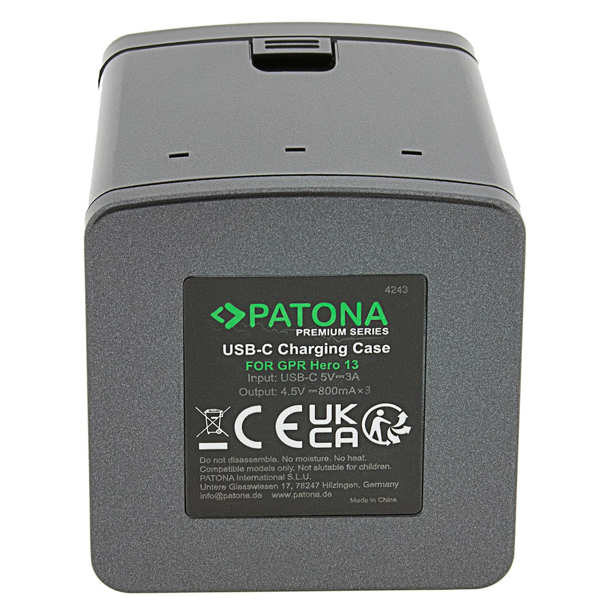 Patona Premium Tripple-Charger Ladebox f. GoPro Hero 13 inkl. USB-C Kabel
