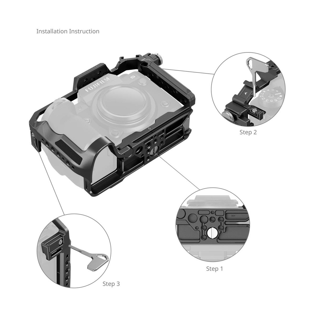 SmallRig 3934B Cage für Fujifilm X-H2S - Installationsanleitung des Kamerakäfigs an der Kamera SmallRig 3934B Cage für Fujifilm X-H2S - Installationsanleitung des Kamerakäfigs an der Kamera
