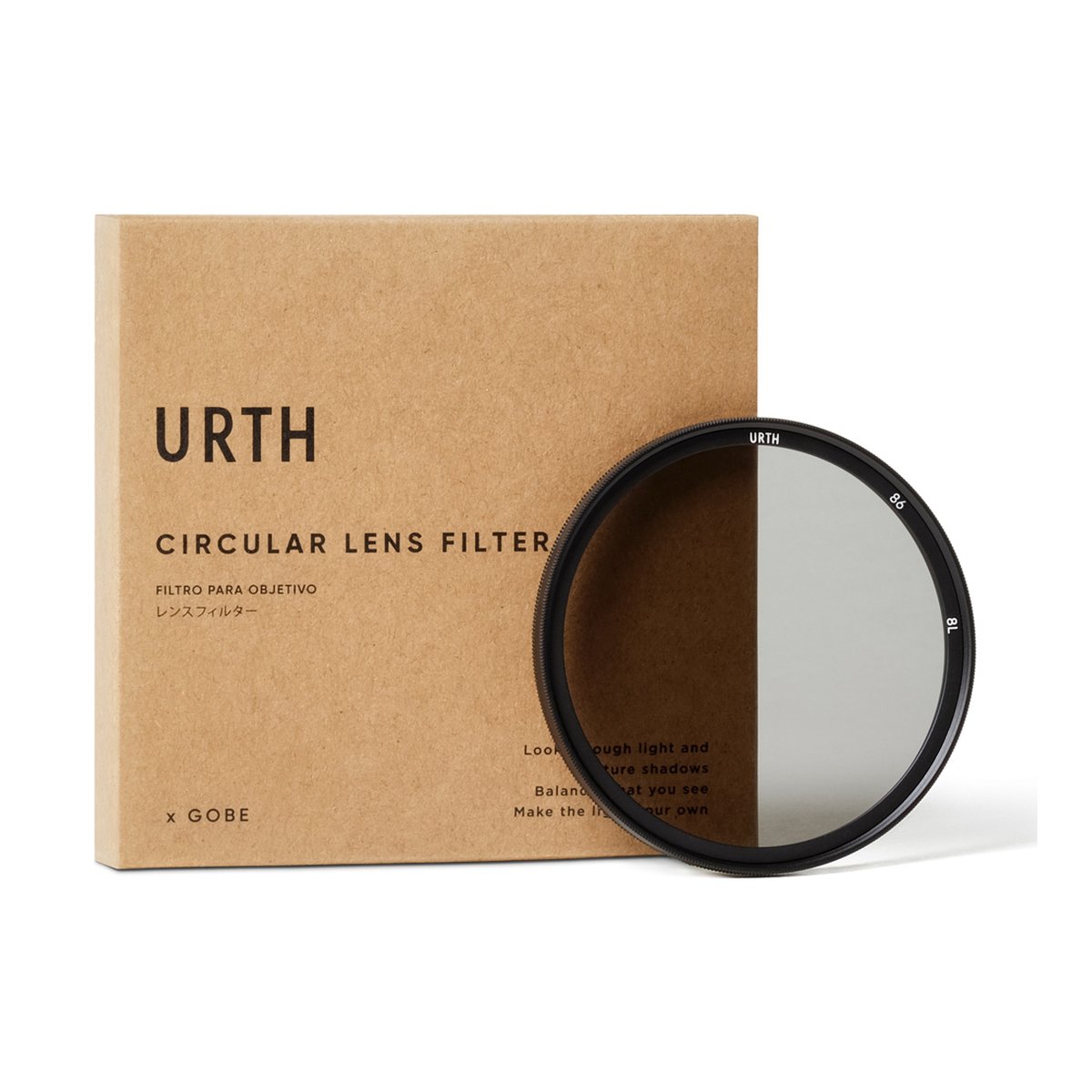Urth 86mm Circular Polarizing (CPL) Objektivfilter - Lieferumfang: Urth Zirkular-Objektivfilter und braune Kartonverpackung