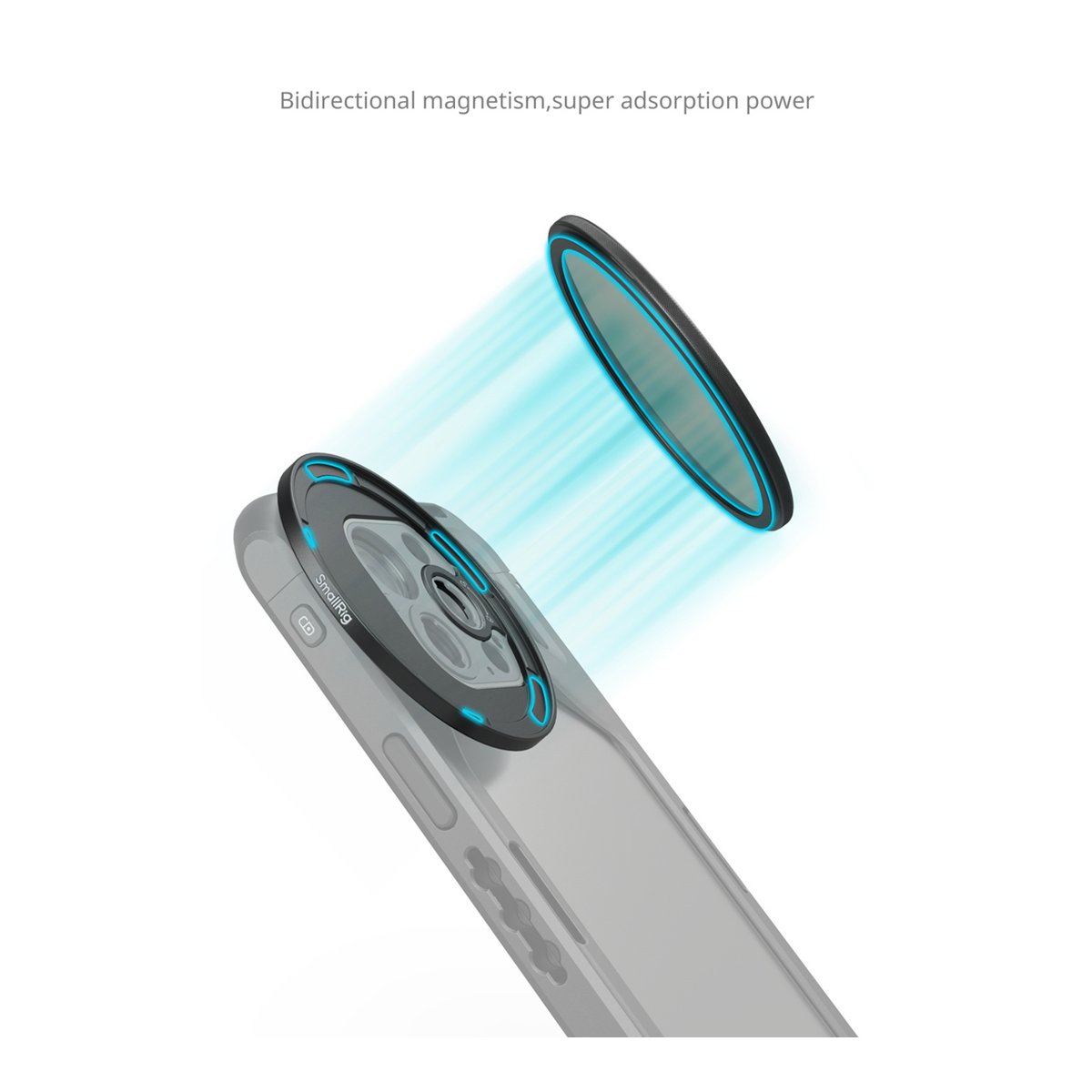 SmallRig 4728 Attachable CPL Filter mit T-Mount Filter Adapter 67 mm - Anwendungsbeispiel: Magnetische Adsorption eines Rings auf Handyhülle