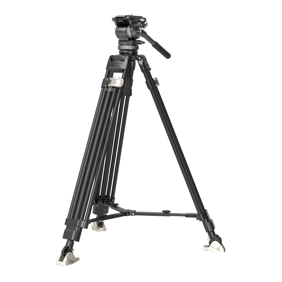 SmallRig 4465 FreeBlazer Counterbalance Carbon Fiber Video Tripod Kit AD-Pro8 - Schrägansicht eines schwarzen Carbon-Videostativs mit Fluidkopf und Bodenspinne SmallRig 4465 FreeBlazer Counterbalance Carbon Fiber Video Tripod Kit AD-Pro8 - Schrägansicht eines schwarzen Carbon-Videostativs mit Fluidkopf und Bodenspinne