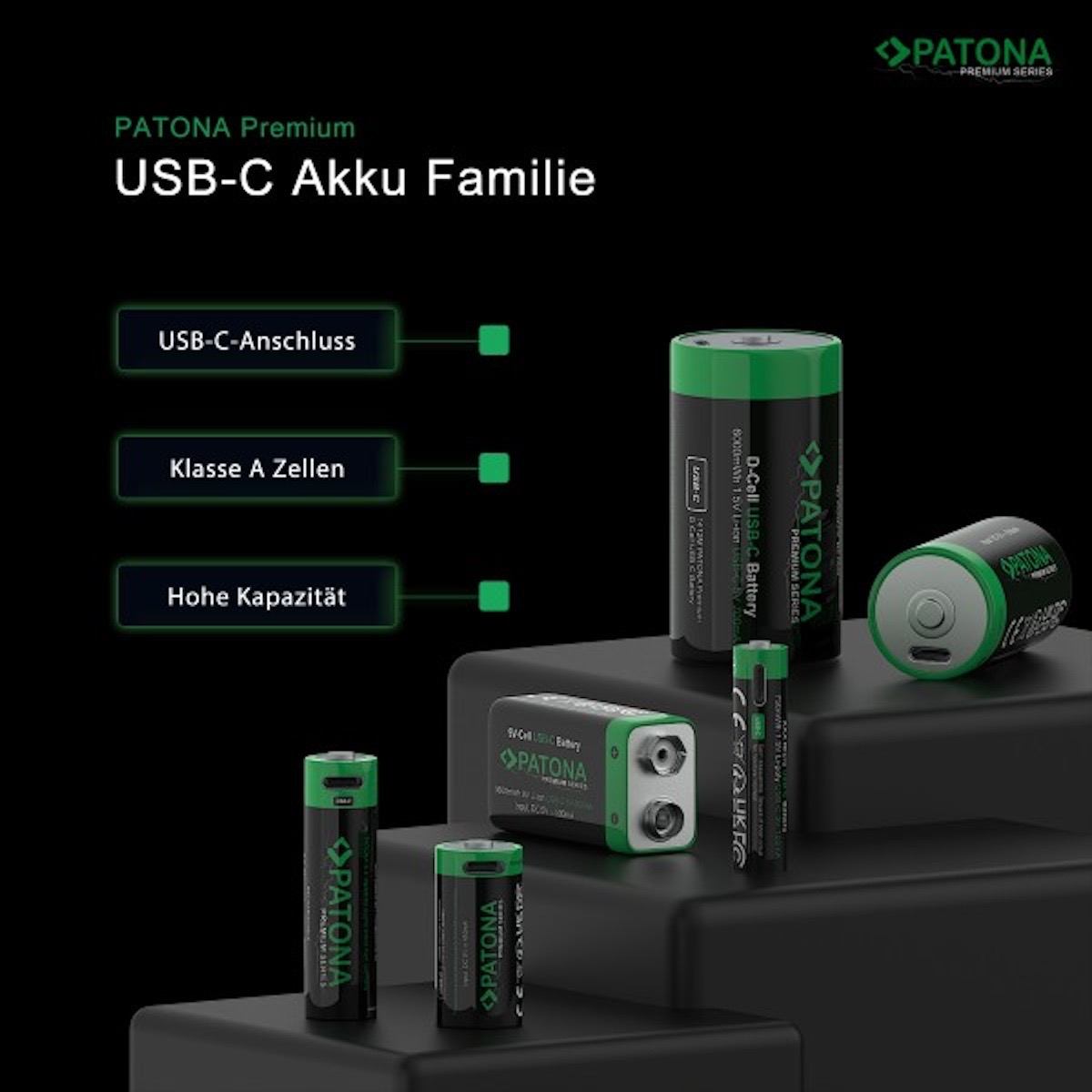 Patona Premium USB-C 4x AA Mignon Akkus 3000 mWh