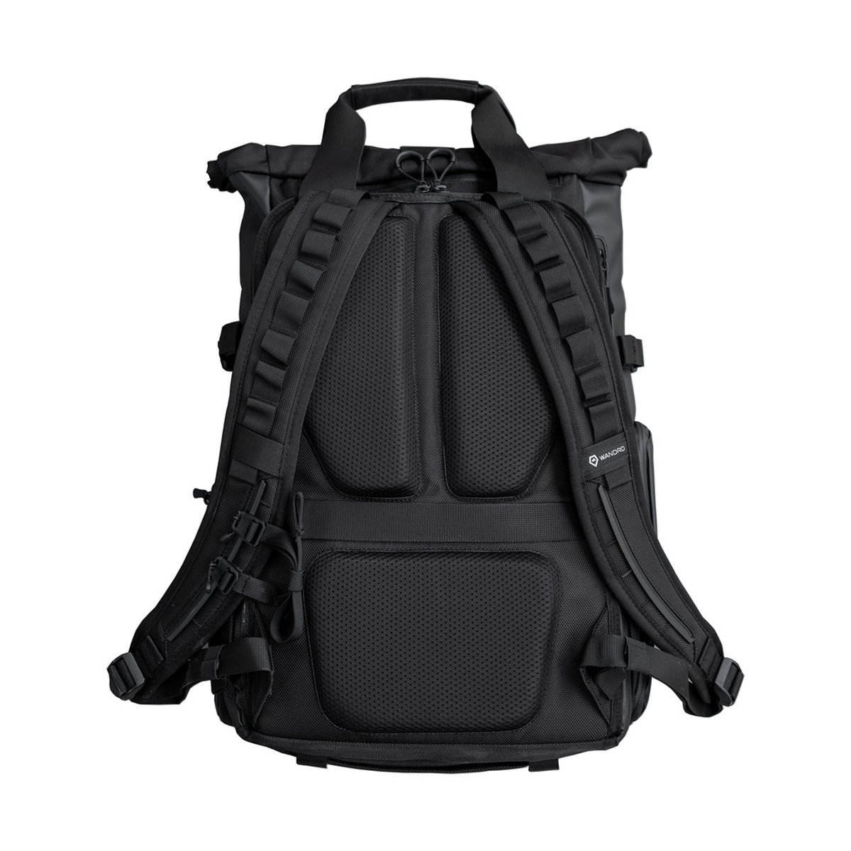 WANDRD PRVKE 21-Liter Blue V3 - Rückansicht des schwarzen Rucksacks mit gepolstertem Rücken und Schultergurten