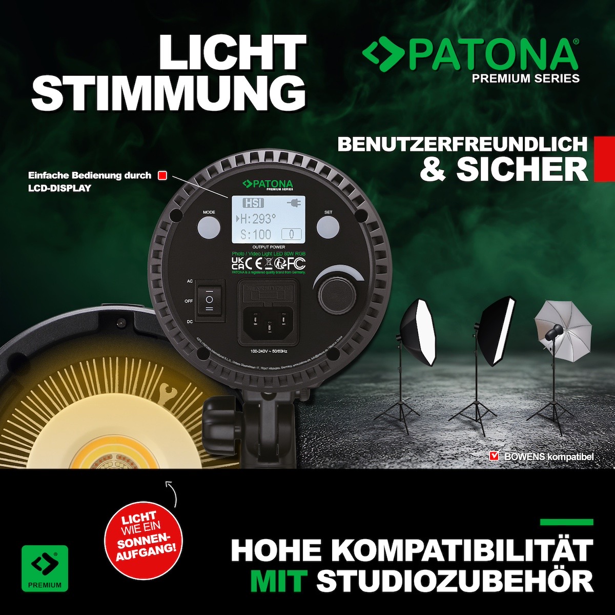 Patona Premium LED RGB Foto / Videolicht 80W