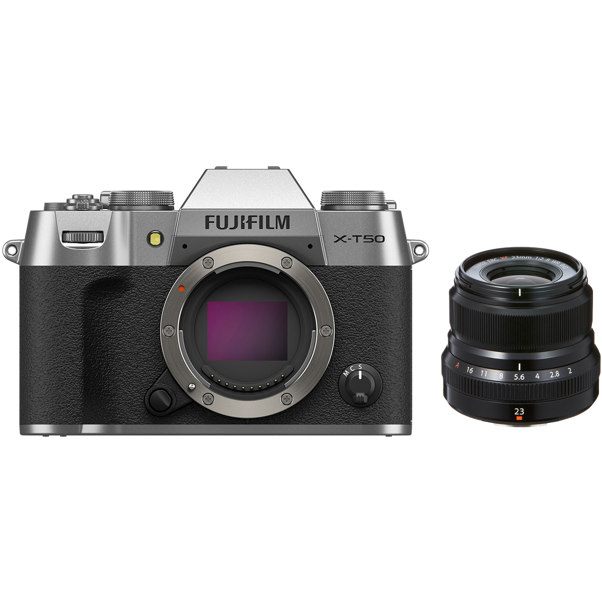 Fujifilm X-T50 Silber + Fujifilm 23 mm 1:2,0 XF R WR