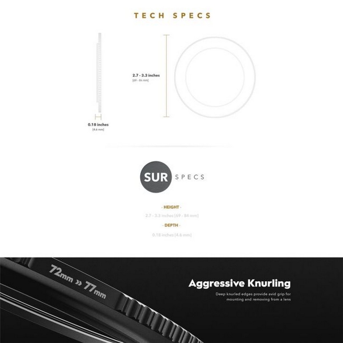 PolarPro QuartzLine Filter-Adapterring Step-up Ring 62-82 mm