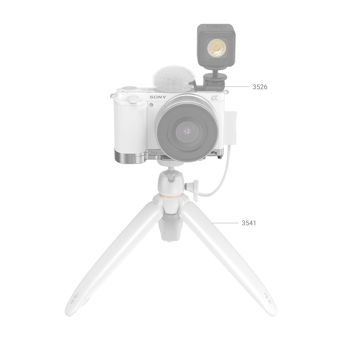 SmallRig 3524 Erweiterungsgriff Sony ZV-E10, silber - Lieferumfang: Vlogging-Kit mit Kamera, Mikrofon, LED-Licht und Stativ.