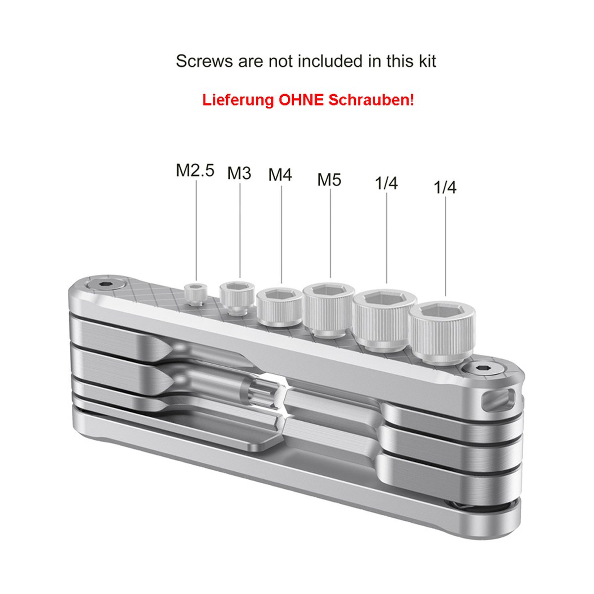 SmallRig 2213D Klappbares Werkzeug - Lieferumfang: Multi-Tool mit Bit-Größen M2.5, M3, M4, M5, 1/4 Zoll. Schrauben nicht enthalten.