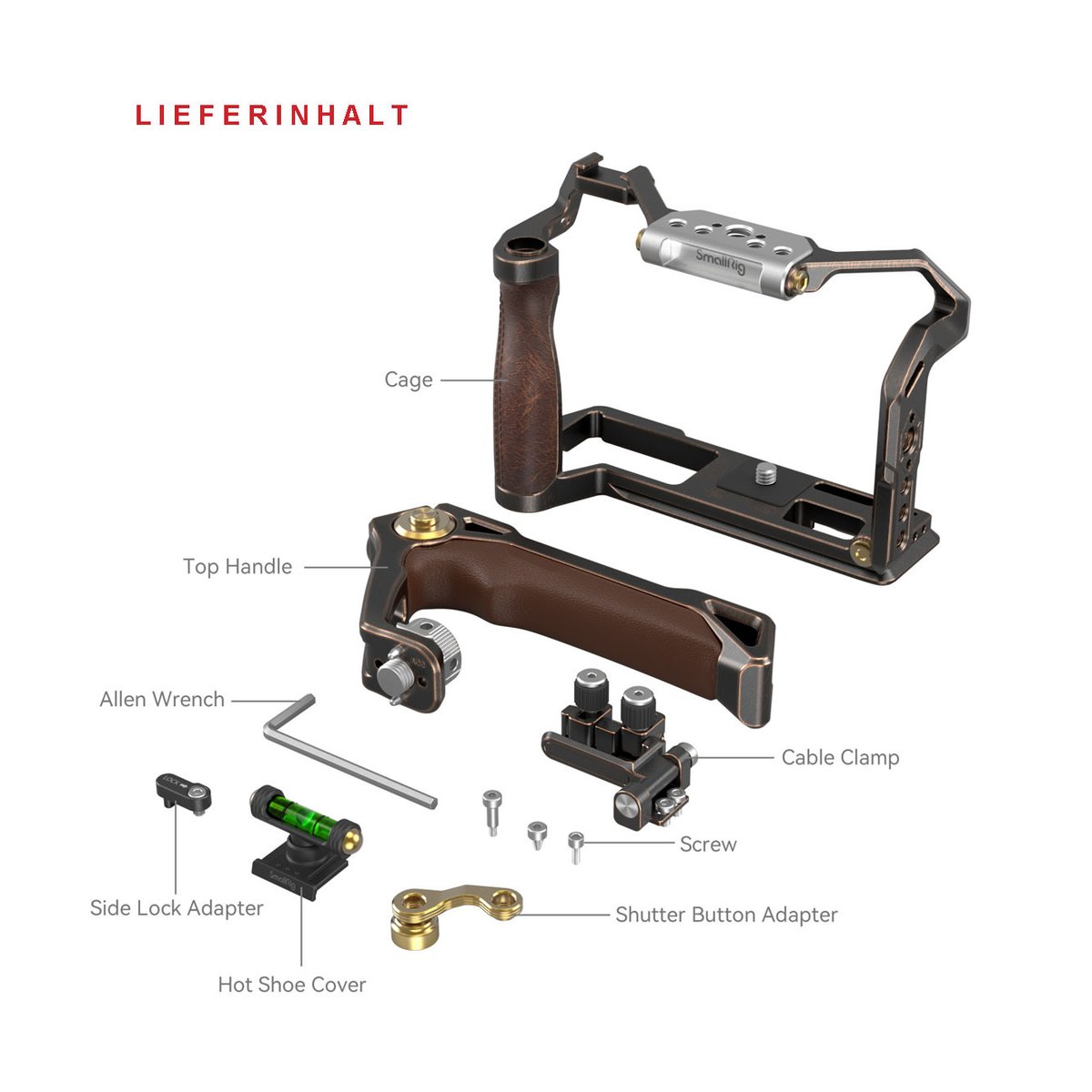 SmallRig 3872 Retro Handheld Cage Kit für Fujifilm X-T5 - Lieferumfang