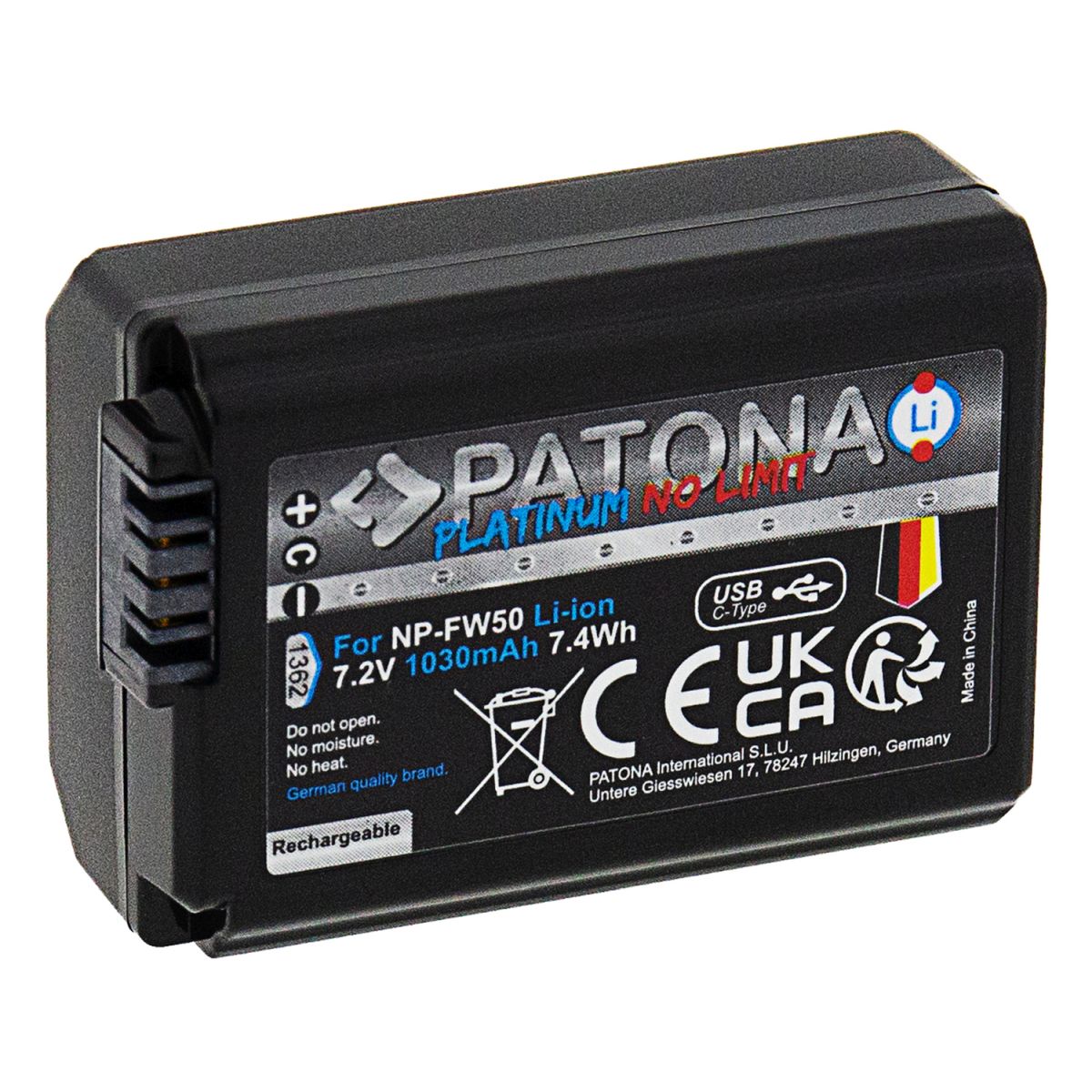 Patona Platinum Akku mit USB-C Input Sony NP-FW50