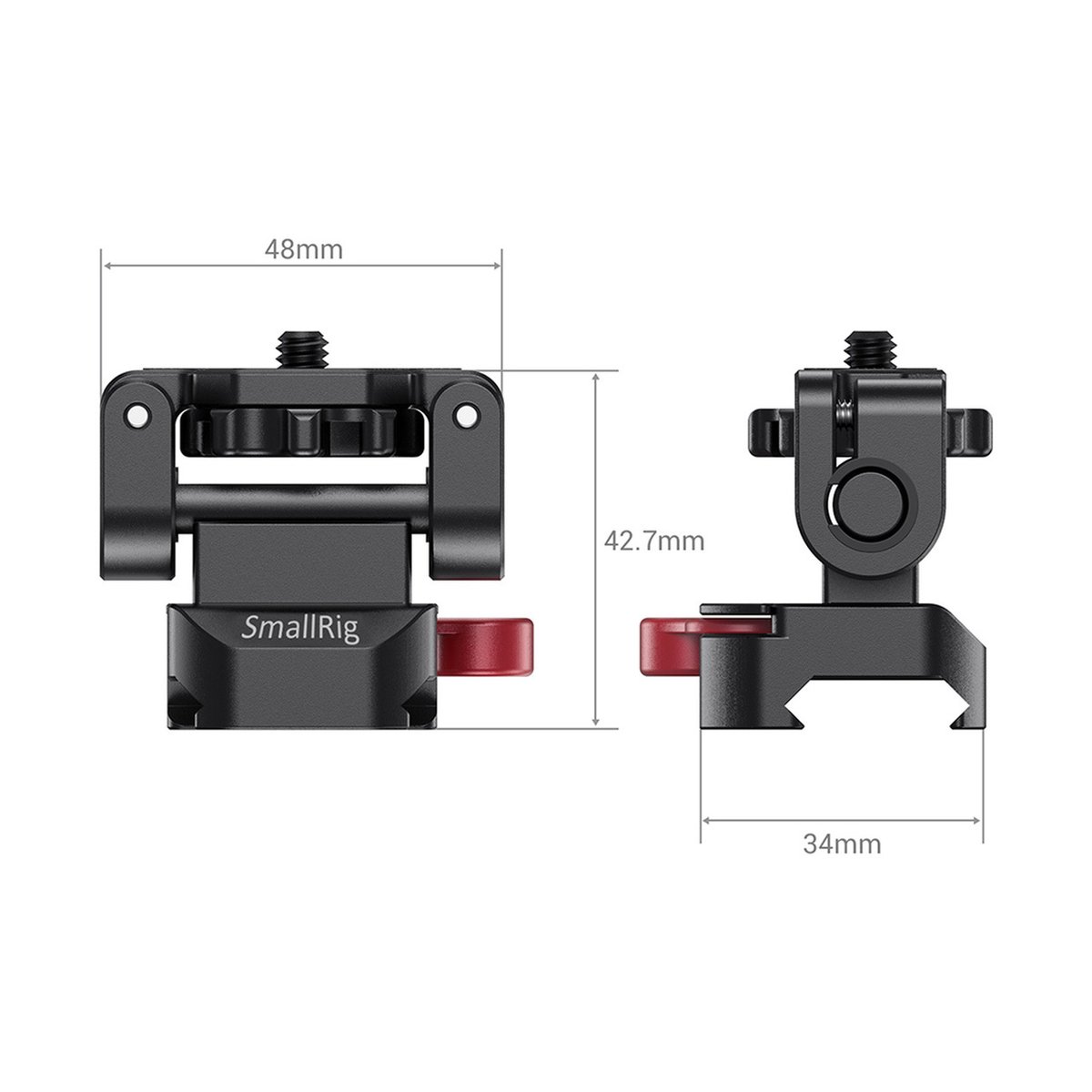 SmallRig 2100 DSLR-Monitorhalter mit NATO-Klemme - Produktansicht mit Abmessungen