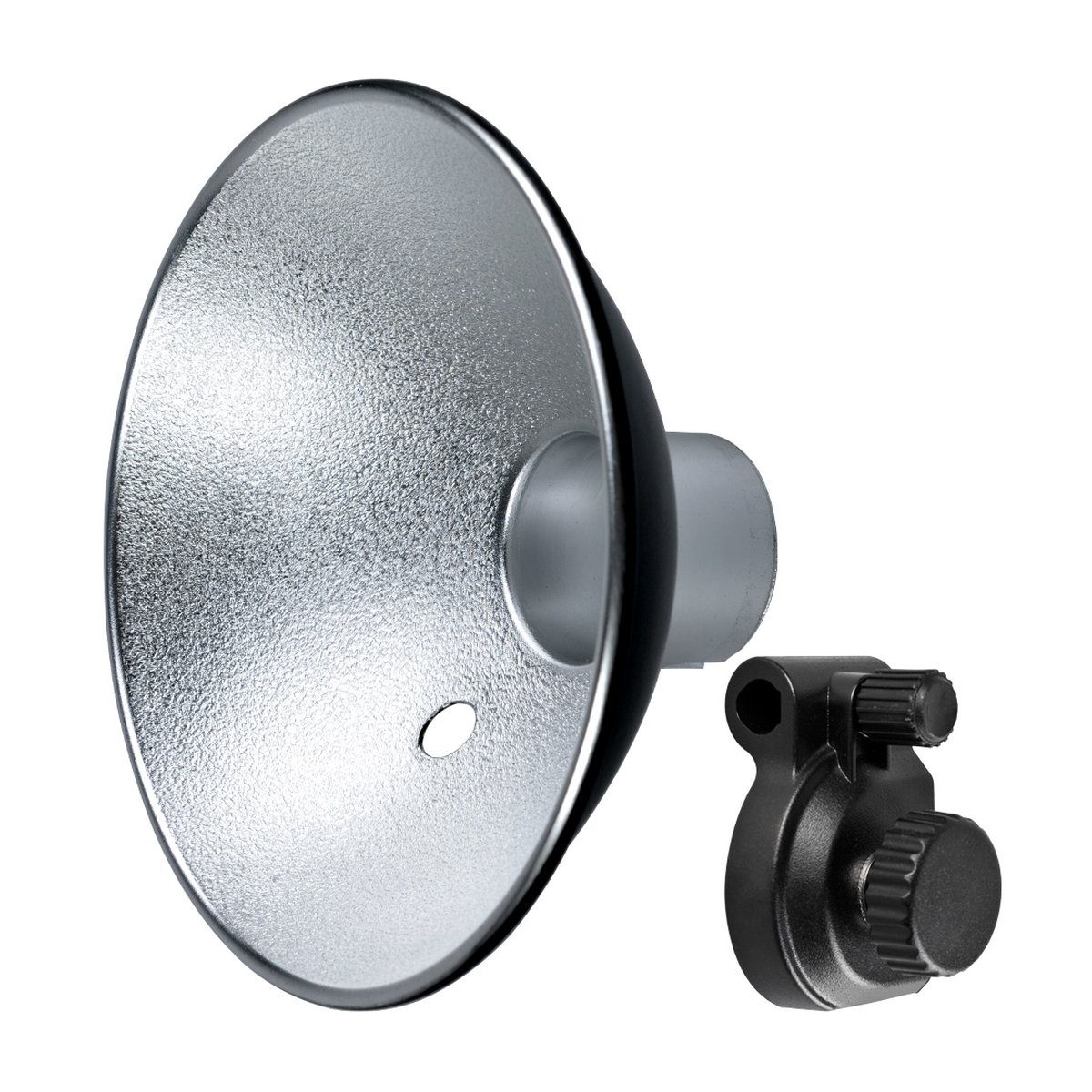 Godox Witstro Flash Umbrella Style Reflector - Studio-Reflektor: silberne Innenseite, schwarzes Gehäuse und Montageadapter