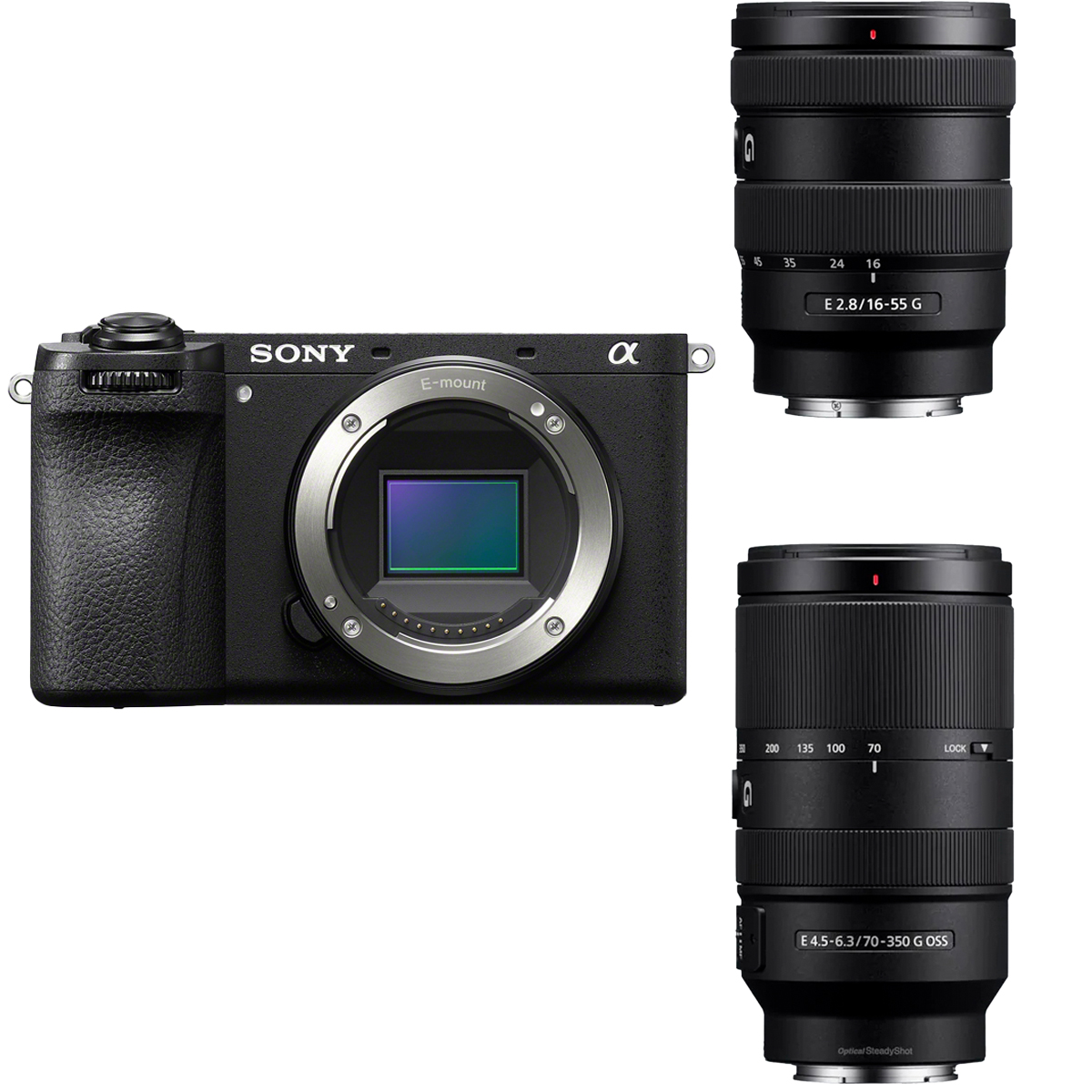 Sony Alpha 6700 + Sony 16-55 mm 1:2,8 G + 70-350 mm 1:4,5-6,3 G OSS Sony Alpha 6700 + Sony 16-55 mm 1:2,8 G + 70-350 mm 1:4,5-6,3 G OSS
