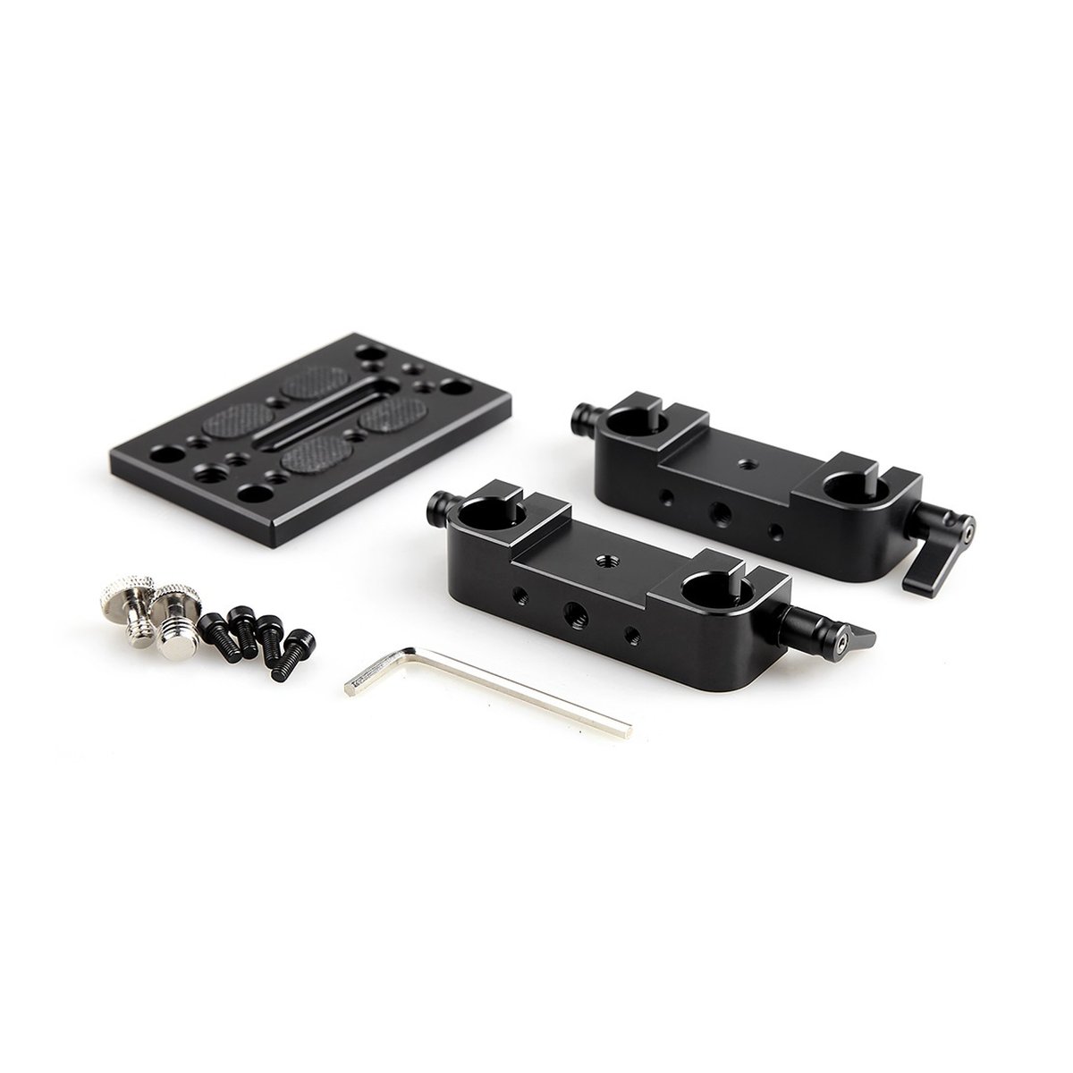 SmallRig 1775 Befestigungsplatte 15 mm mit doppelter 15 mm-Rodaufnahme - Lieferumfang: Montageplatte, Rod Clamps, Schrauben, Inbusschlüssel