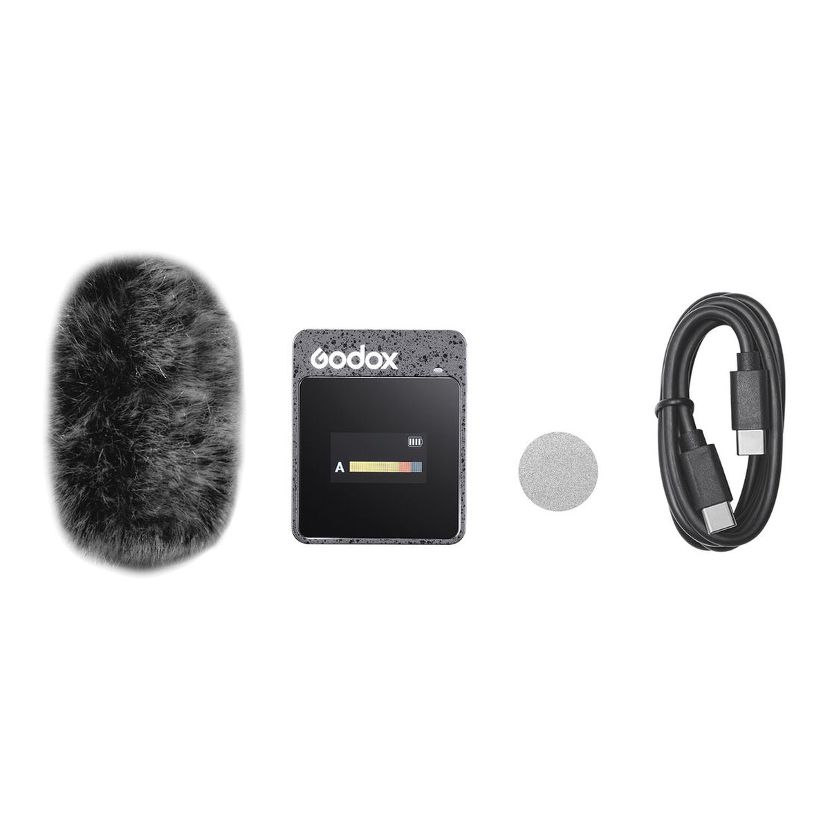 Godox MoveLink II TX Transmitter (Zwart) - Lieferumfang: Godox Funksender, Fellwindschutz, Popschutz und USB-C Kabel.