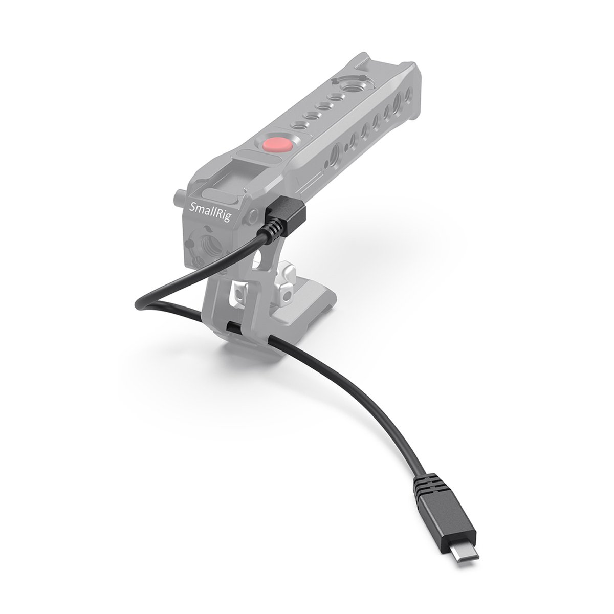 SmallRig 2971B Sony Multi-Camera Control Cable (Multi zu Typ-C) - Anwendungsbeispiel: USB-C Kabel am SmallRig Kamera-Griff angeschlossen