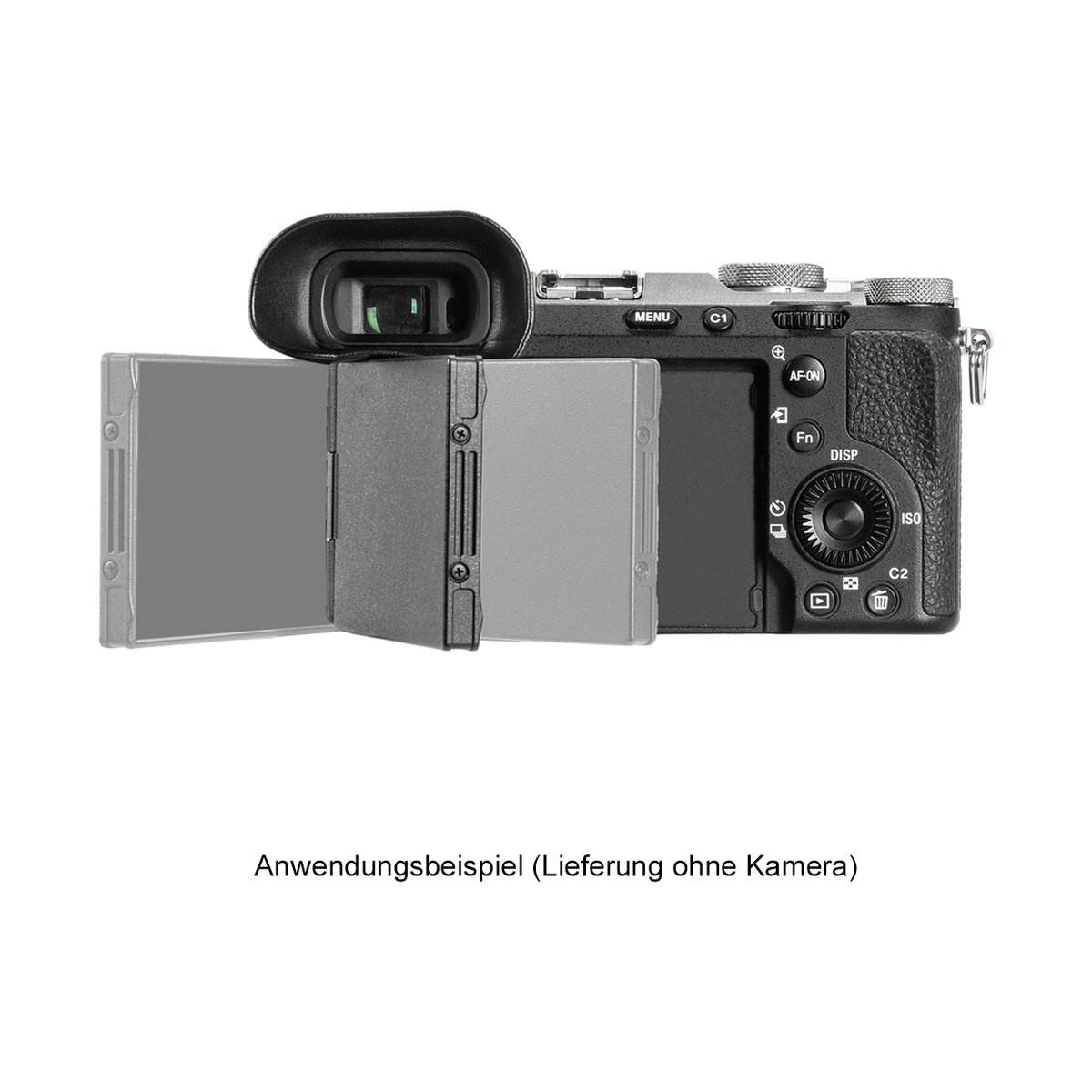 SmallRig 4819 Camera Viewfinder Eyecup für Sony Alpha 7C II/Alpha 7CR - Anwendungsbeispiel: Rückansicht der Kamera mit montierter Displayschutz-Sonnenblende.