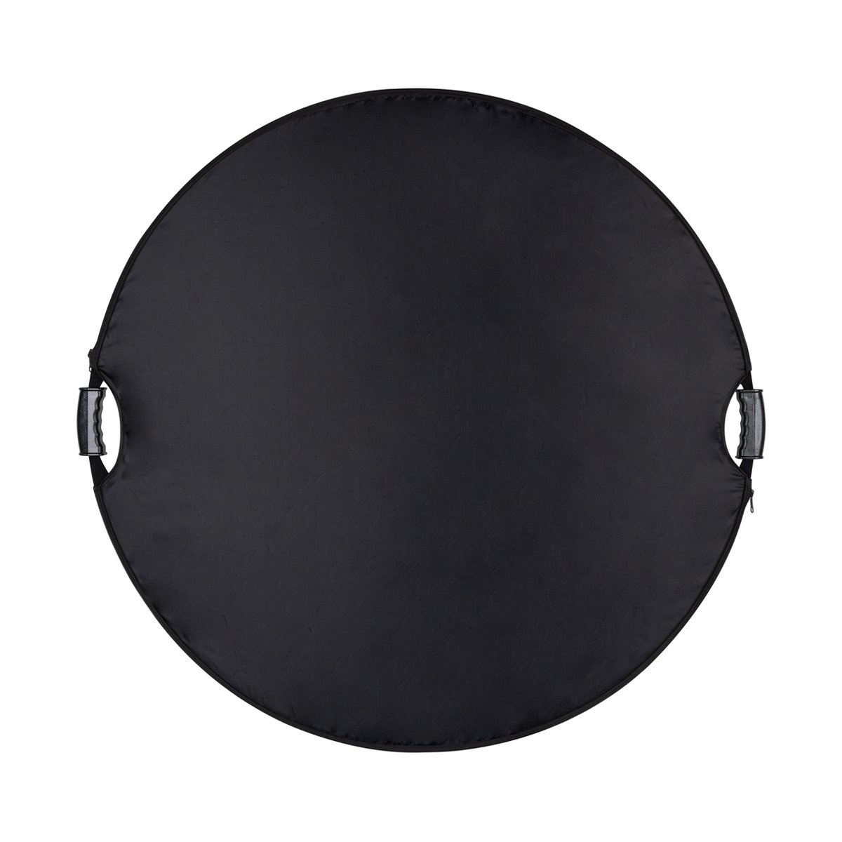 SmallRig 4131 5-in-1 Rundreflektor 42" zusammenklappbar mit Griff - Ausgeklappte Ansicht: Schwarzer runder Faltreflektor mit Griffen