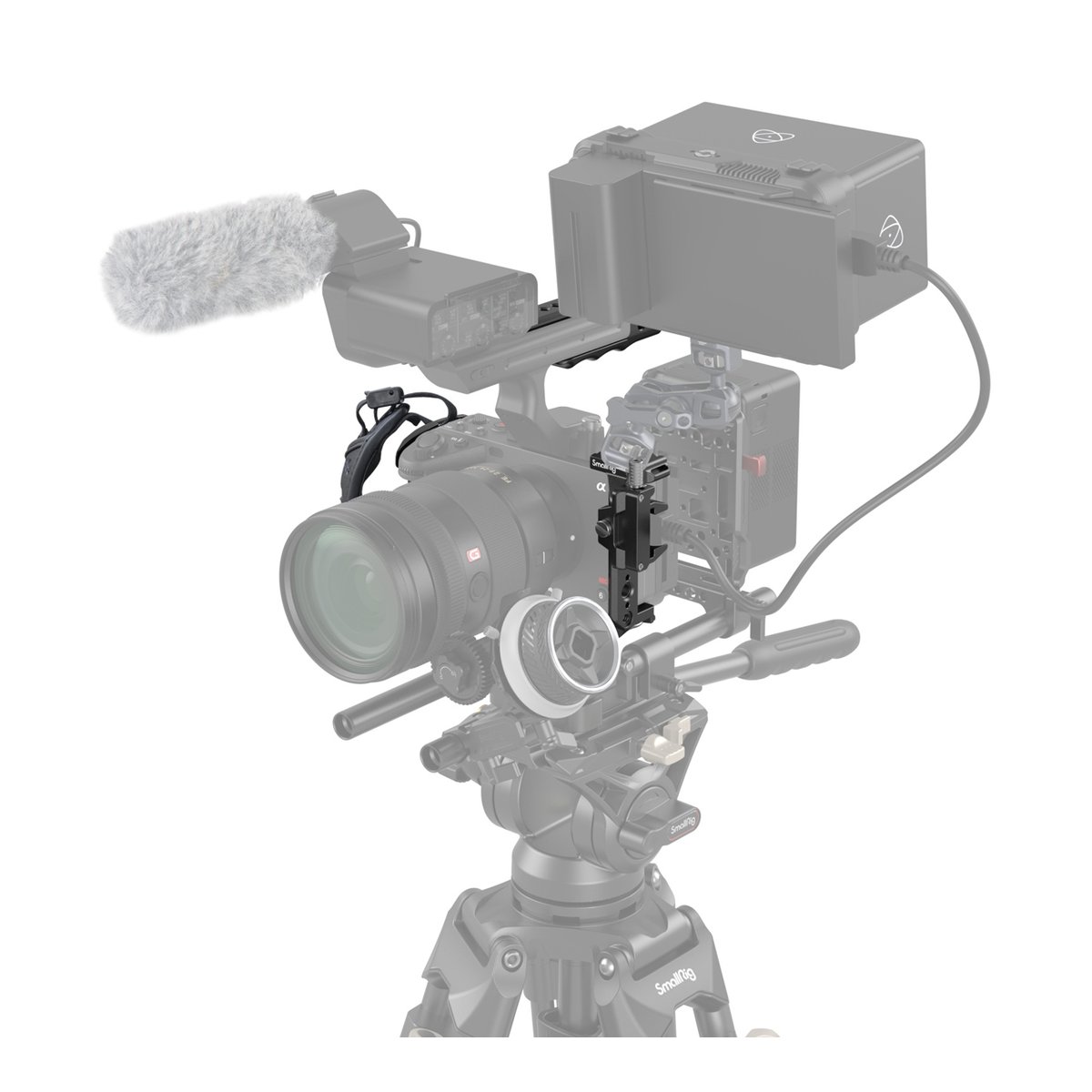 SmallRig 4184 Handheld Cage Kit für Sony FX30/FX3 - Anwendungsbeispiel: SmallRig Kamera-Rig mit montierter Kamera und Zubehör.