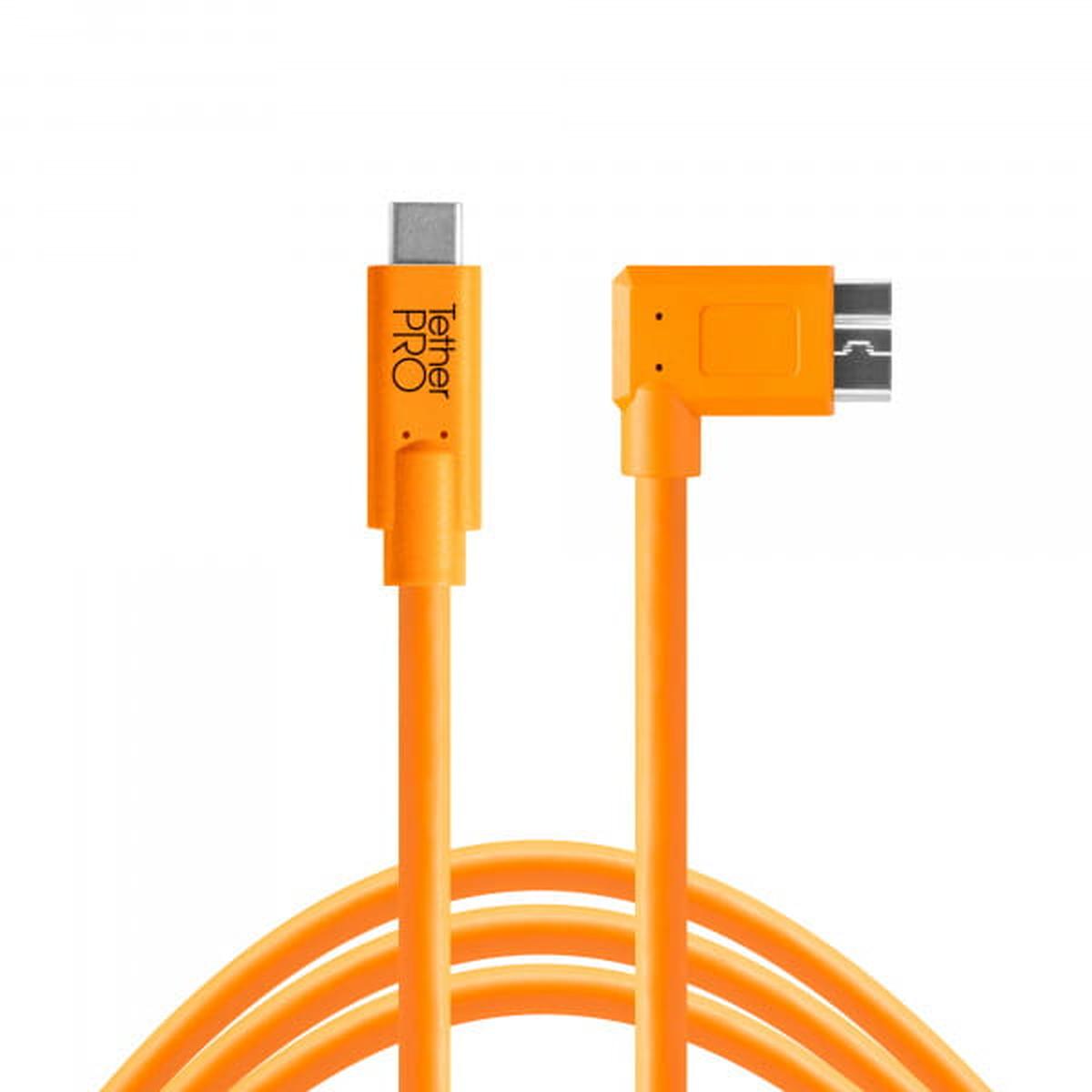 Tether Tools TetherPro USB-Datenkabel für USB-C an USB 3.0 Micro-B - 4,6 m, rechtsgewinkelt (orange)