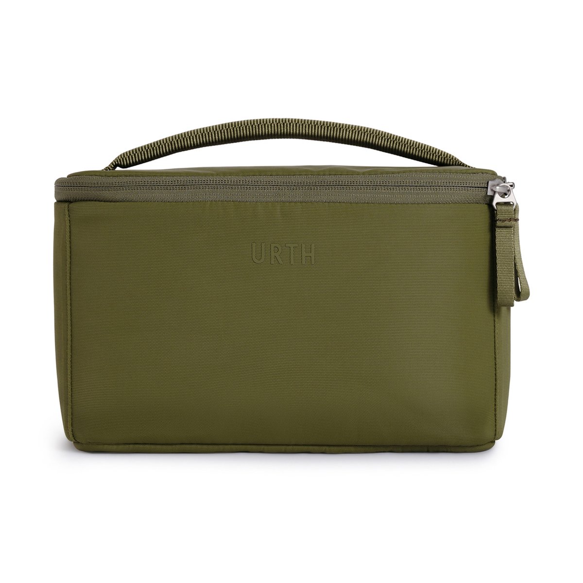 Urth Arkose Camera Insert (Grün) - Frontansicht der olivgrünen Urth Kameratasche mit Tragegriff. Urth Arkose Camera Insert (Grün) - Frontansicht der olivgrünen Urth Kameratasche mit Tragegriff.