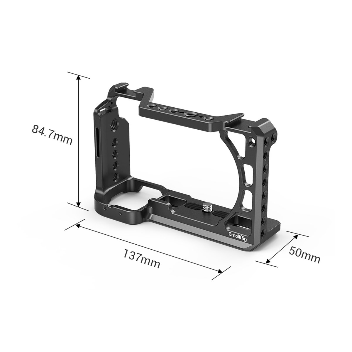 SmallRig 2310C Cage für Sony A6100/6300/6400/6500 - Abmessungen des SmallRig Kamerakäfigs: 137mm Länge, 84.7mm Höhe, 50mm Breite