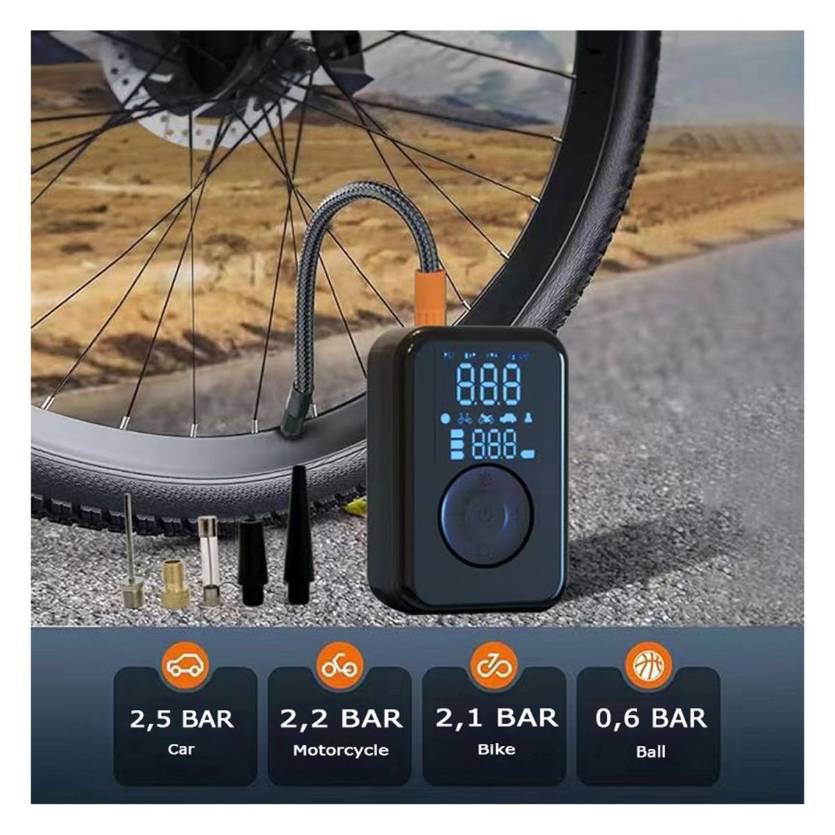 PATONA elektrische Luftpumpe 10.3bar 150PSI tragbarer Akku Kompressor