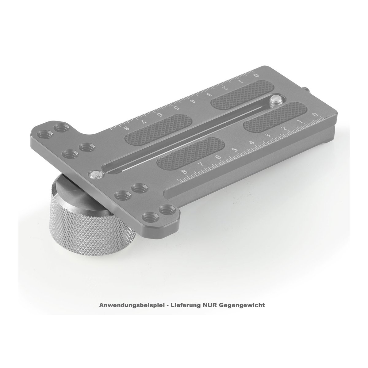 SmallRig 2285 Gegengewicht 200 g für Ronin S und Zhiyun Gimbal 2285 - Anwendungsbeispiel: Gegengewicht befestigt an grauer Schiebeplatte mit Skala. SmallRig 2285 Gegengewicht 200 g für Ronin S und Zhiyun Gimbal 2285 - Anwendungsbeispiel: Gegengewicht befestigt an grauer Schiebeplatte mit Skala.
