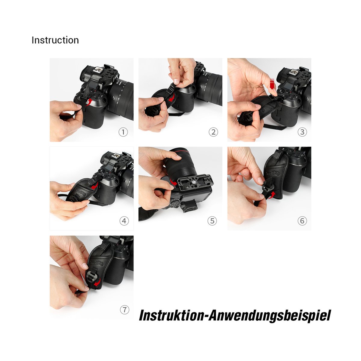 SmallRig 3848 black Mamba Handschlaufe - Anwendungsbeispiel: Bebilderte Anleitung zur Befestigung der Kamera-Handschlaufe SmallRig 3848 black Mamba Handschlaufe - Anwendungsbeispiel: Bebilderte Anleitung zur Befestigung der Kamera-Handschlaufe
