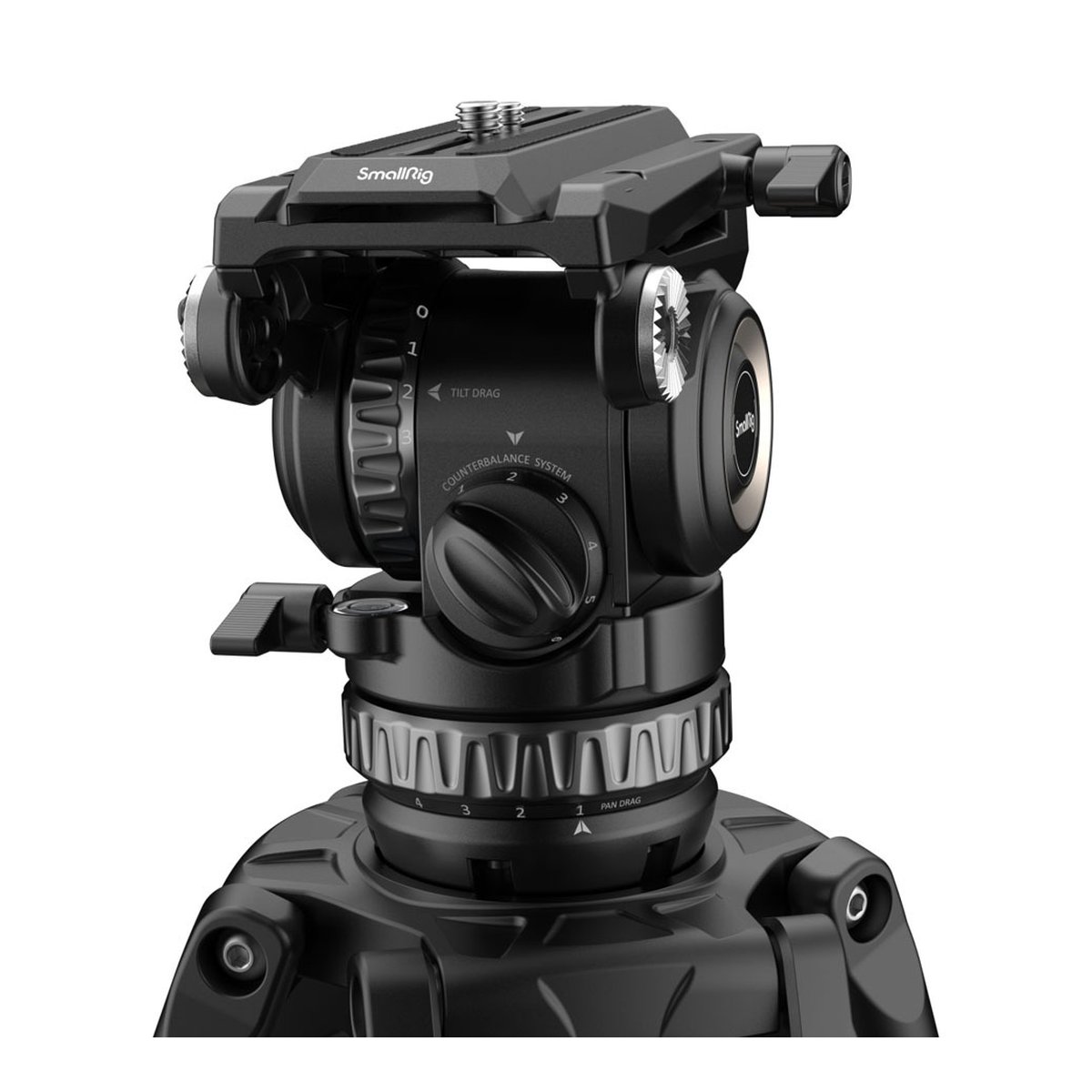 SmallRig 4465 FreeBlazer Counterbalance Carbon Fiber Video Tripod Kit AD-Pro8 - Detailansicht Fluid-Videokopf mit Bedienelementen für Tilt, Pan und Counterbalance. SmallRig 4465 FreeBlazer Counterbalance Carbon Fiber Video Tripod Kit AD-Pro8 - Detailansicht Fluid-Videokopf mit Bedienelementen für Tilt, Pan und Counterbalance.