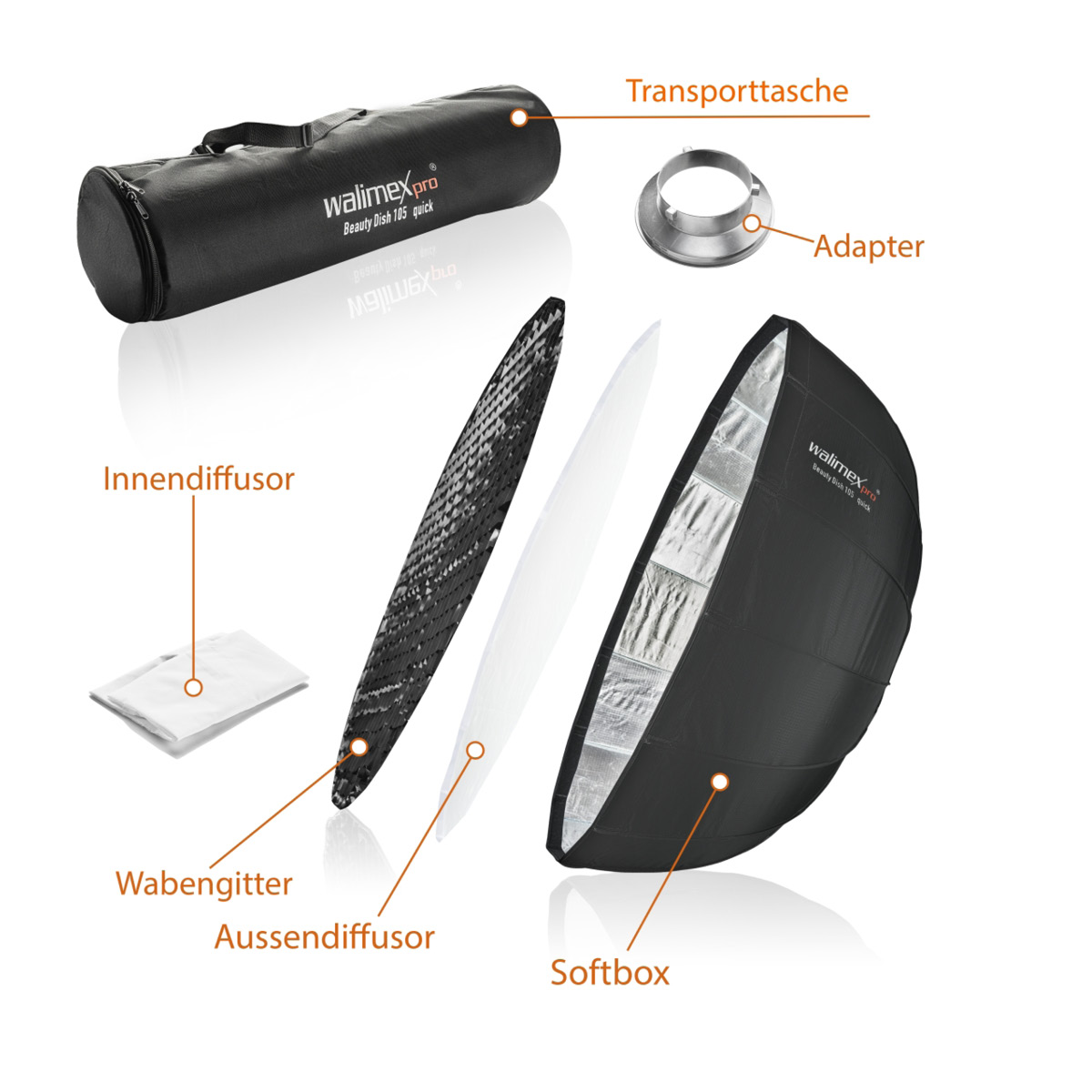 Walimex pro SL Beauty Dish Softbox QA105 Aurora/Bowens