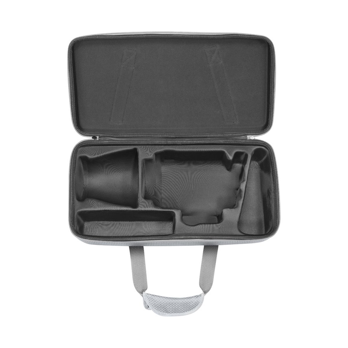 Godox Litemons BI LED Video Light Kit LA300BI K1 - Innenansicht geöffneter grauer Hartschalenkoffer mit passgenauen Fächern
