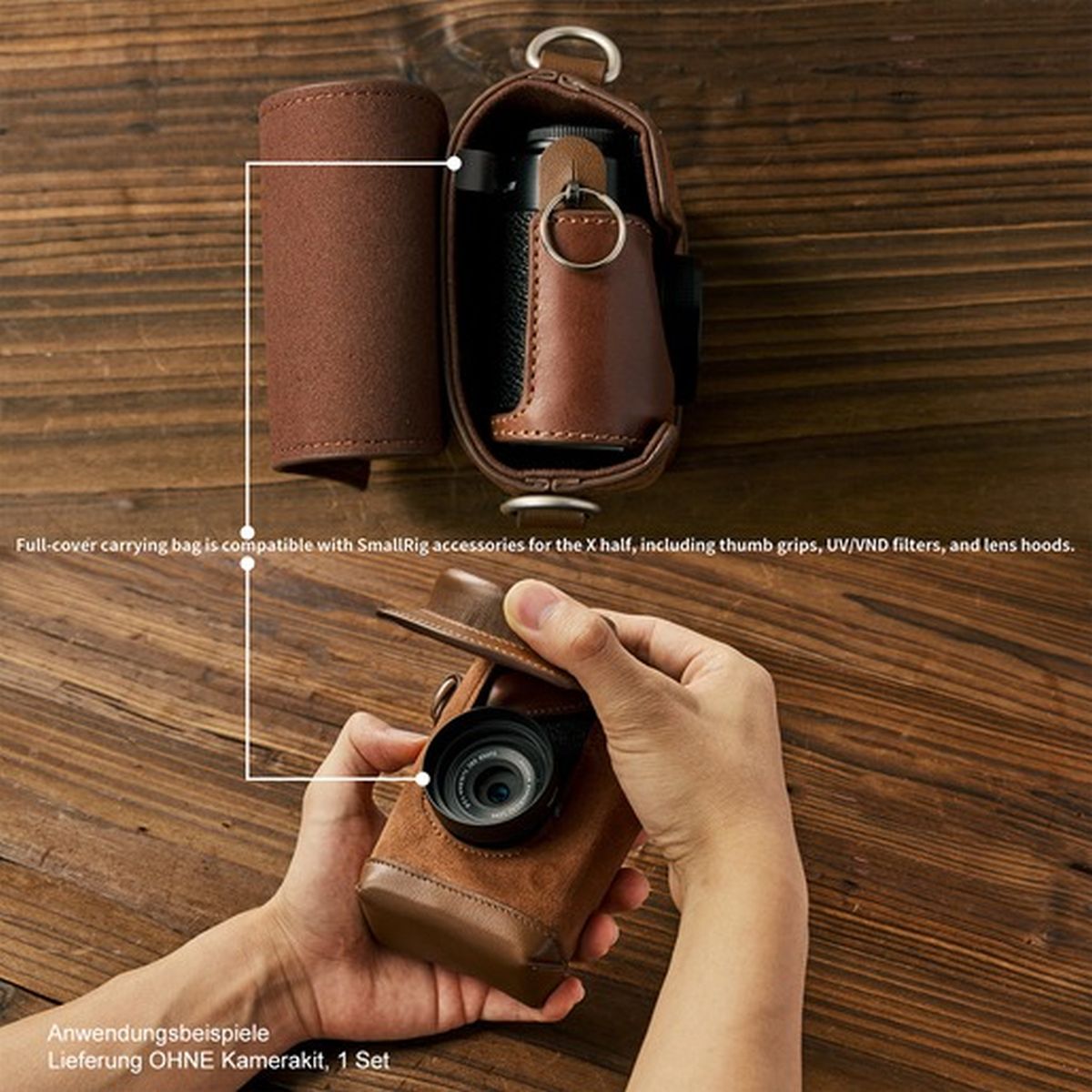 SmallRig 5218 Ledertaschen-Kit für Fujifilm X half Braun