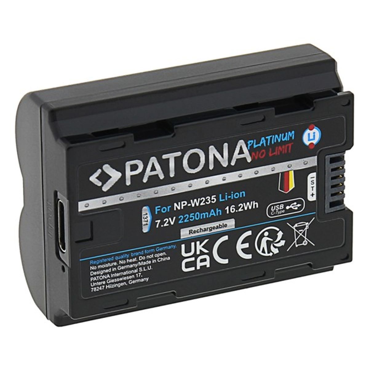 Patona Platinum Akku mit USB-C Input für Fuji FinePix NP-W235 XT-4 XT4