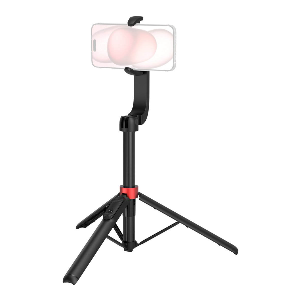 SmallRig 4731 ST-25 Pro schwarz Selfie Stick Stativ - Smartphone-Stativ mit Handyhalterung, Anwendungsbeispiel mit schematischem Smartphone