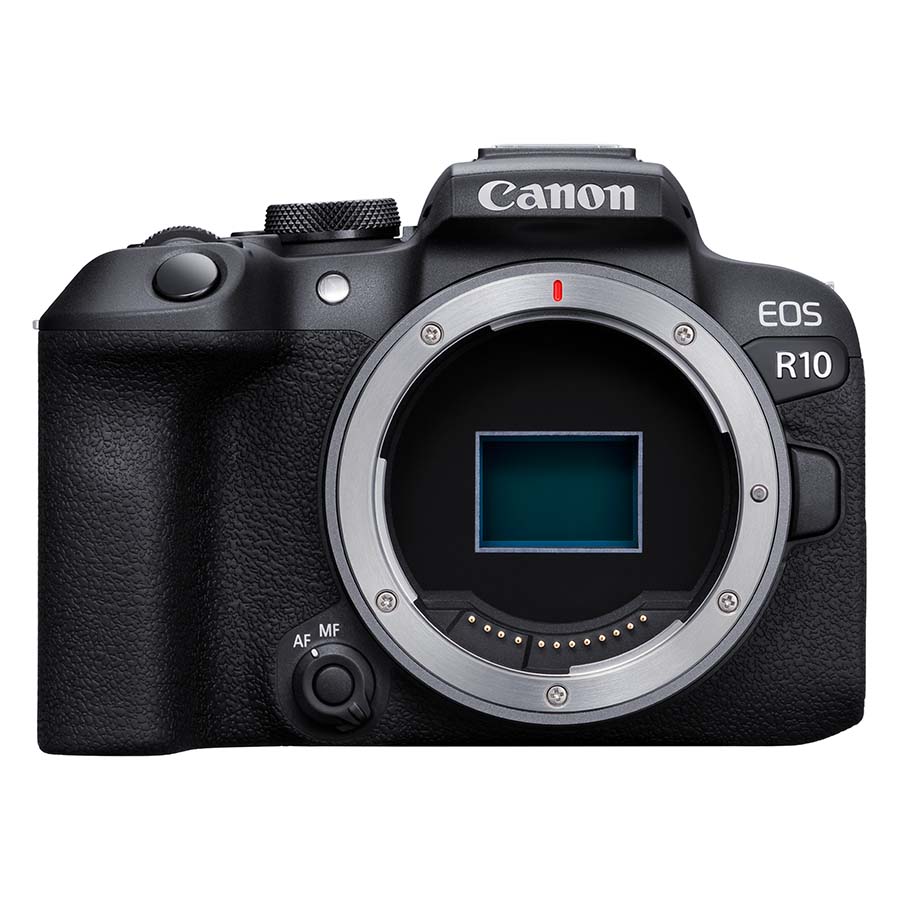 Canon EOS R10 spiegellose APS-C Systemkamera mit RF-S-Mount – Frontansicht