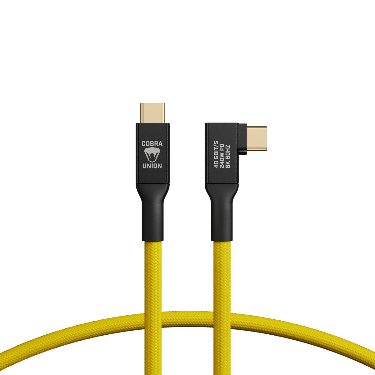 CobraTether USB-C Kabel 0,5 m 40 Gbit/s Gelb, abgewinkelt