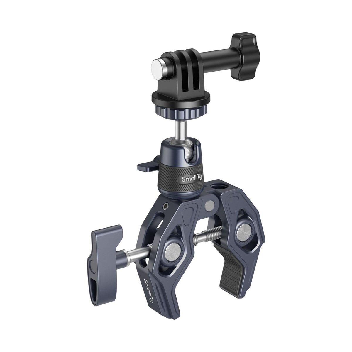 SmallRig 4102B Super Clamp mit 360° Kugelkopfhalterung für Action-Kameras - Frontansicht Kameraklemme mit Kugelkopf und GoPro-Mount