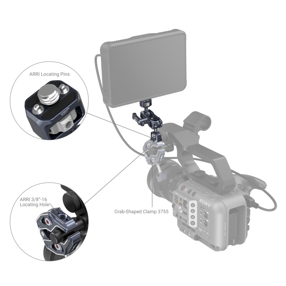SmallRig 3874 Magic Arm mit Doppelkugelkopf (1/4"-20 Schraube und ARRI-Feststellschraube)