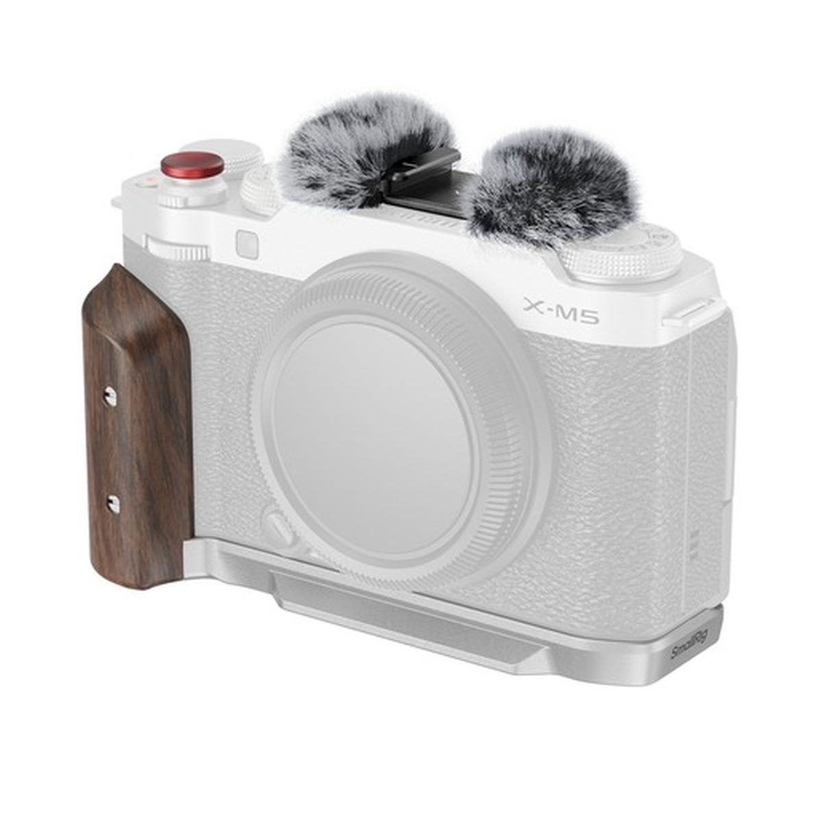 SmallRig 5261 L-förmige Montageplatte mit Holzgriff für Fujifilm X-M5 Silber