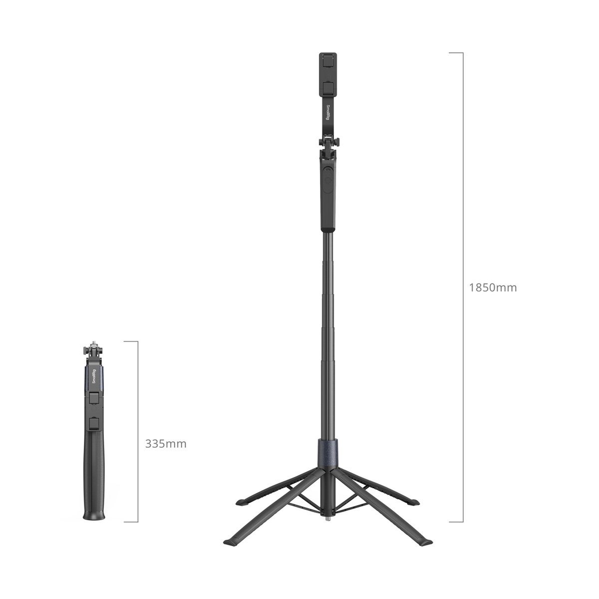 SmallRig 4668 PT60 Windproof Live Broadcast Stabilizer Stand Encore - Größenvergleich: Produkt im kompakten (335mm) und ausgefahrenen (1850mm) Zustand. SmallRig 4668 PT60 Windproof Live Broadcast Stabilizer Stand Encore - Größenvergleich: Produkt im kompakten (335mm) und ausgefahrenen (1850mm) Zustand.